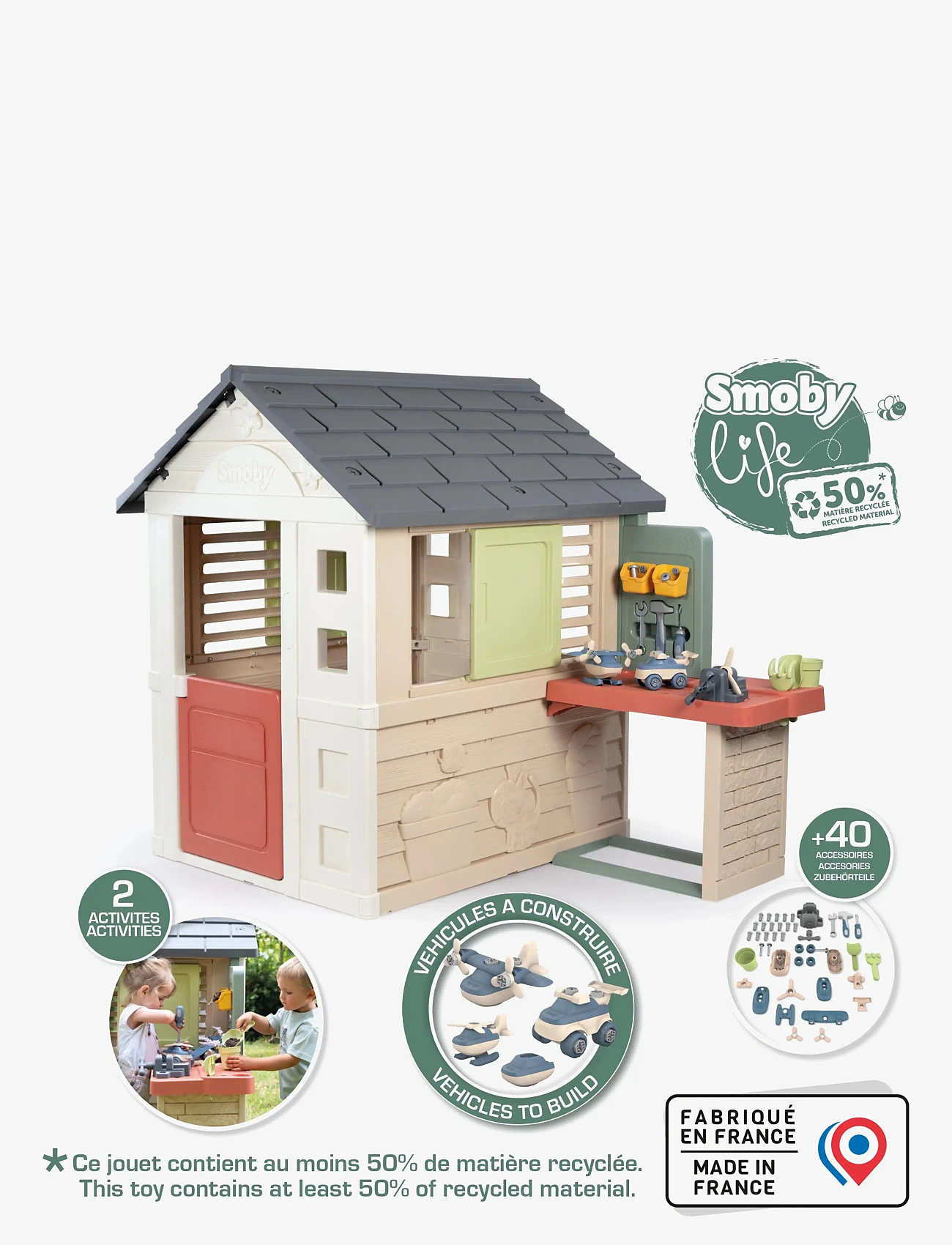 Smoby - Smoby Life Nature Lekstuga med verkstad - legehuse - beige - 3
