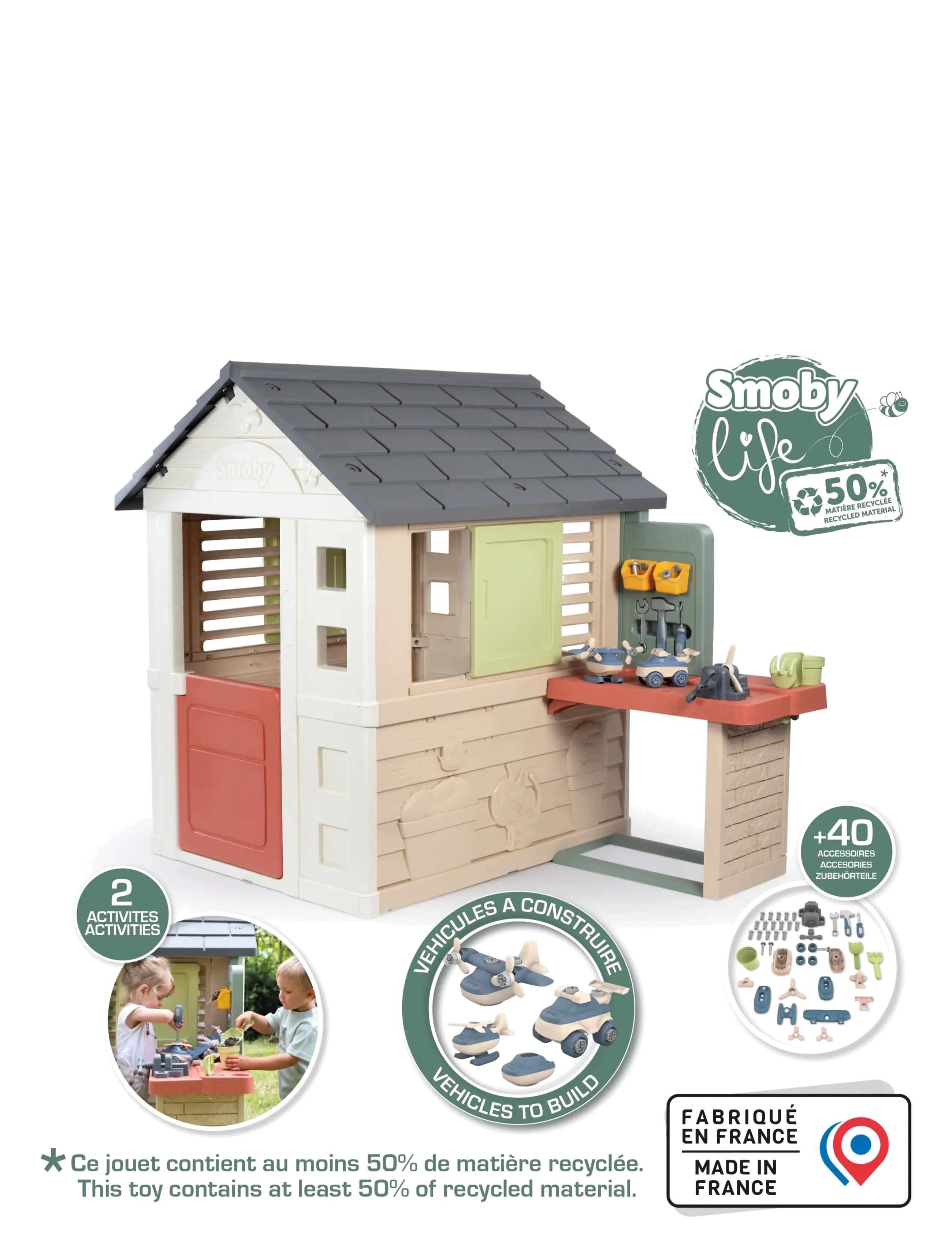 Smoby - Smoby Life Nature Lekstuga med verkstad - lekstugor - beige - 3