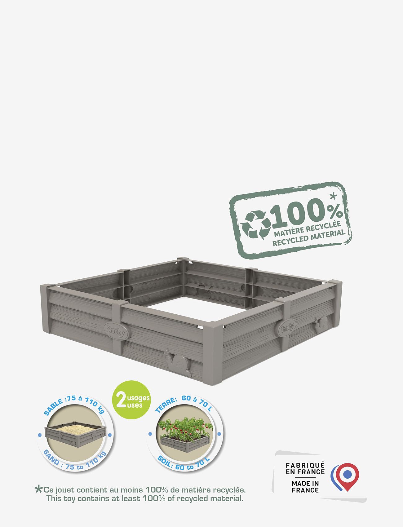 Smoby - Smoby Square Garden Sandpit - sandkasse - brown - 4