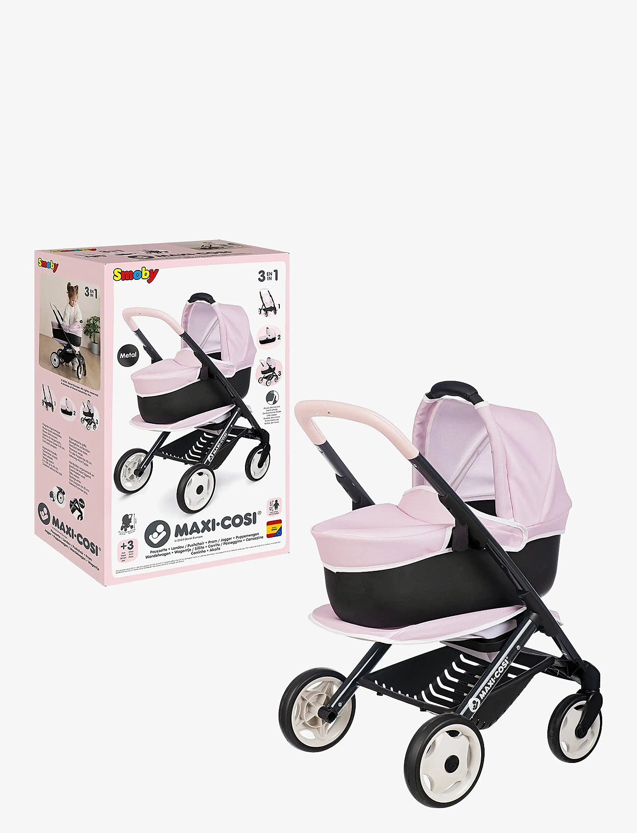 Smoby - Smoby 3-i-1 Dockvagn, Rosa - dockvagnar - pink - 2