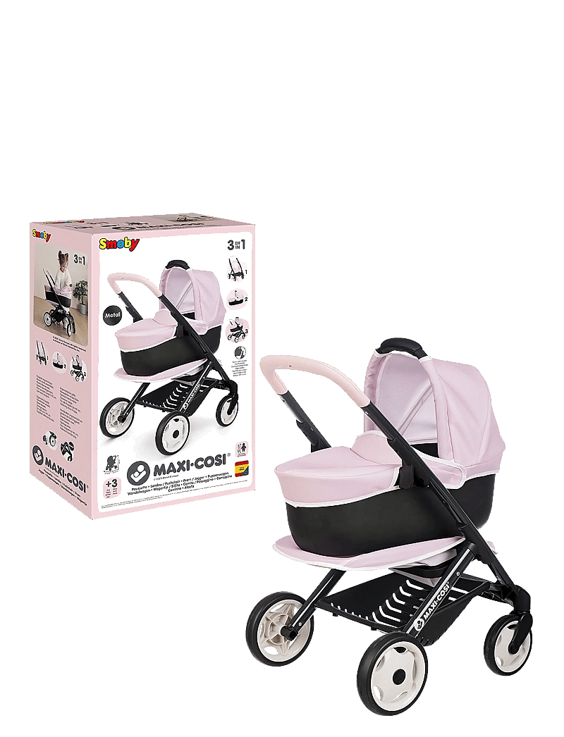 Smoby - Smoby 3-in-1 Doll Stroller, Pink - puppenwagen - pink - 2