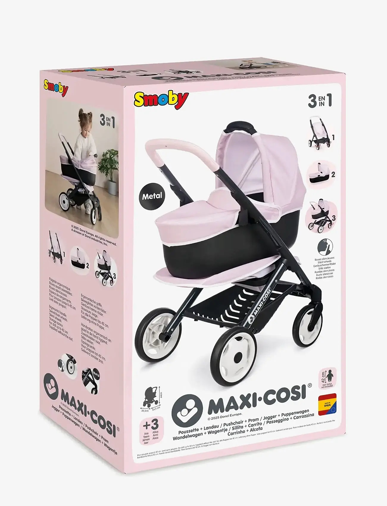 Smoby - Smoby 3-i-1 Dockvagn, Rosa - dockvagnar - pink - 3