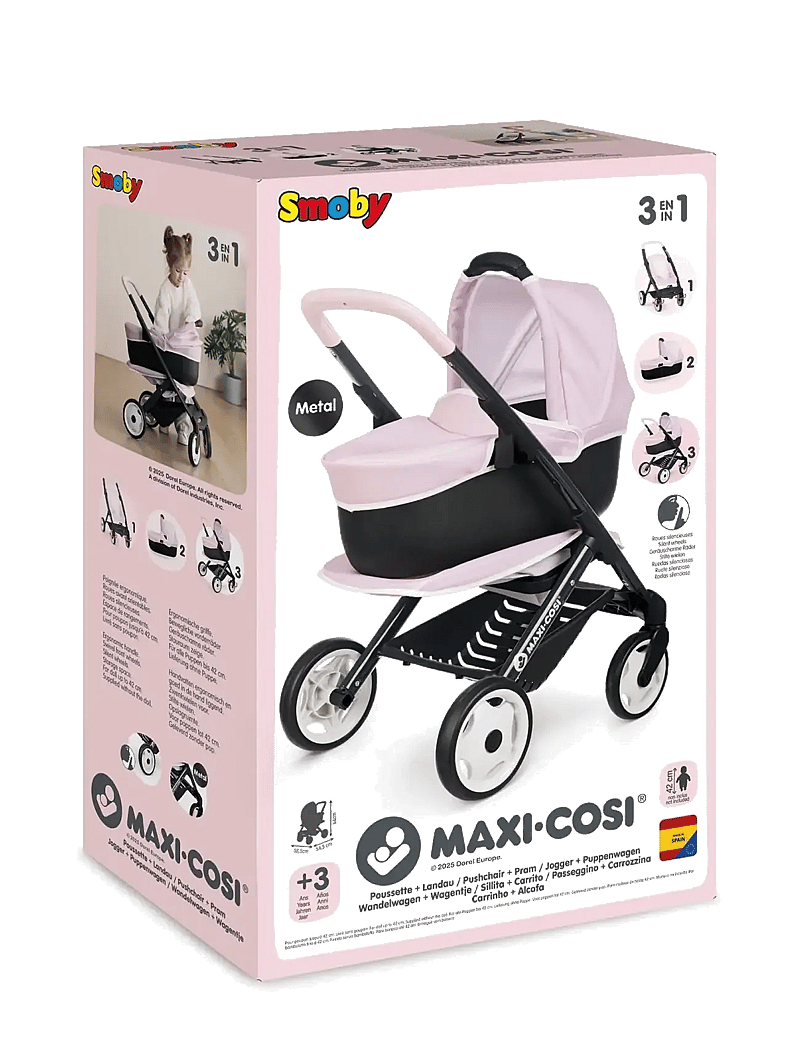 Smoby - Smoby 3-in-1 Doll Stroller, Pink - puppenwagen - pink - 3