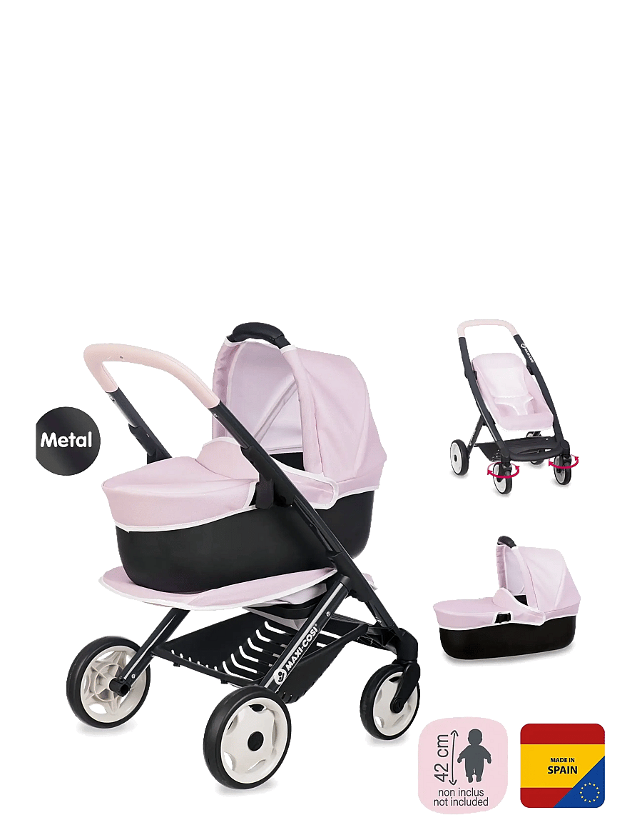 Smoby - Smoby 3-in-1 Doll Stroller, Pink - nukukärud - pink - 3