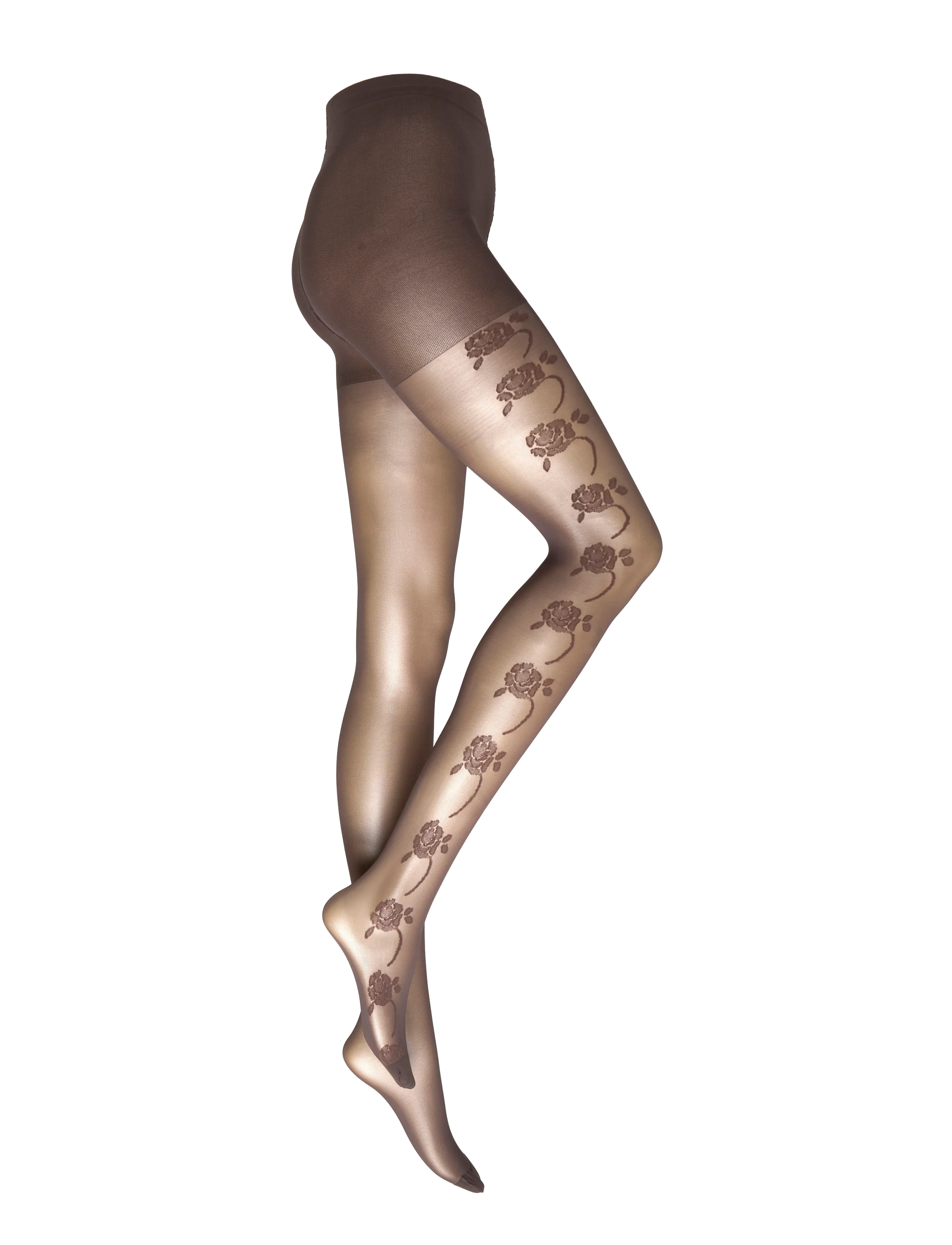 Sneaky Fox Scarlet Tights, Kvinder, Rosamønstrede Strømpebukser, Brun, Str: ONE SIZE