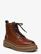 Slack U Leather Shoe - COGNAC