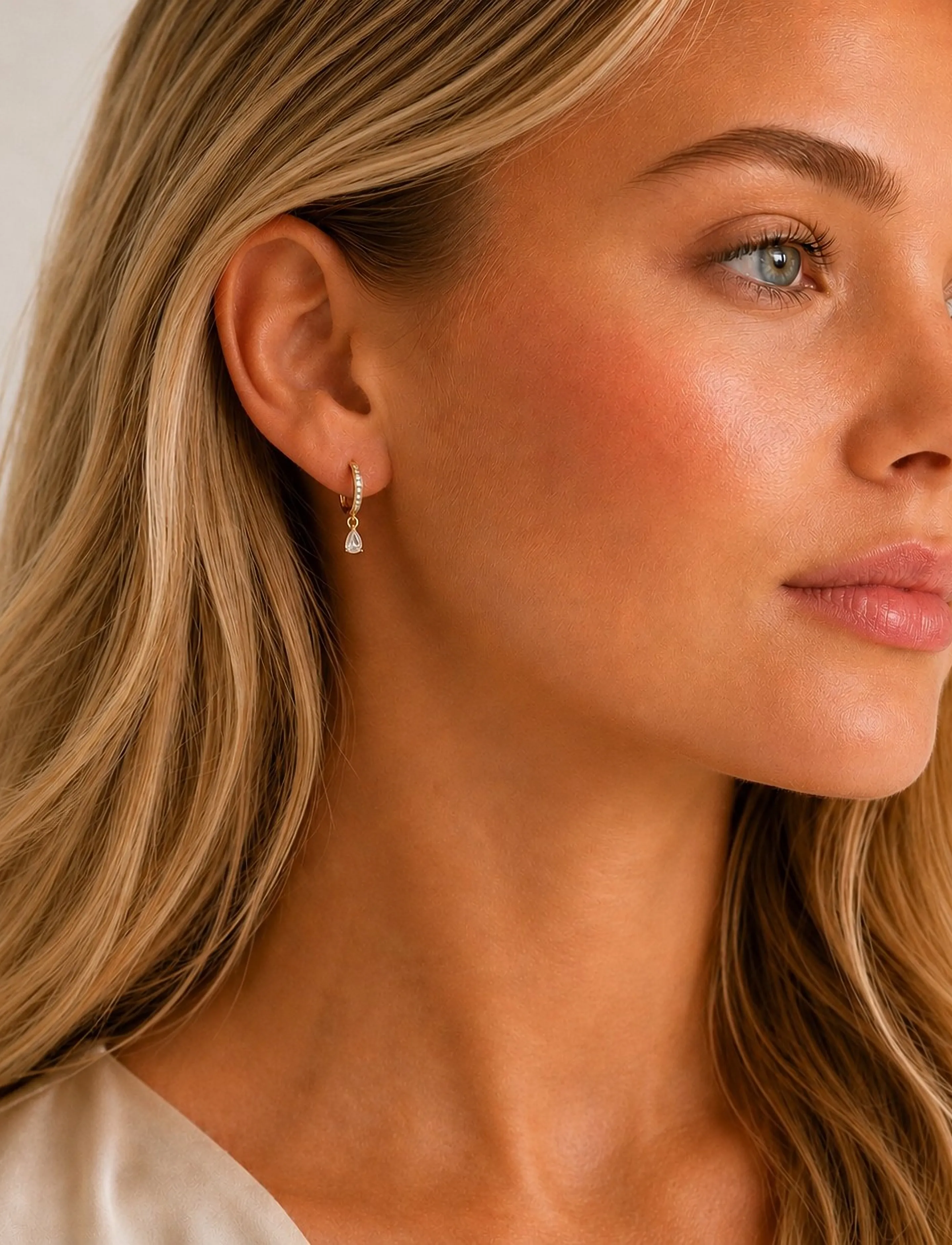SNÖ of Sweden Camille Drop Ring Ear G/Clear Onesize, One Size, Earrings, Gold - Hoops, Frauen