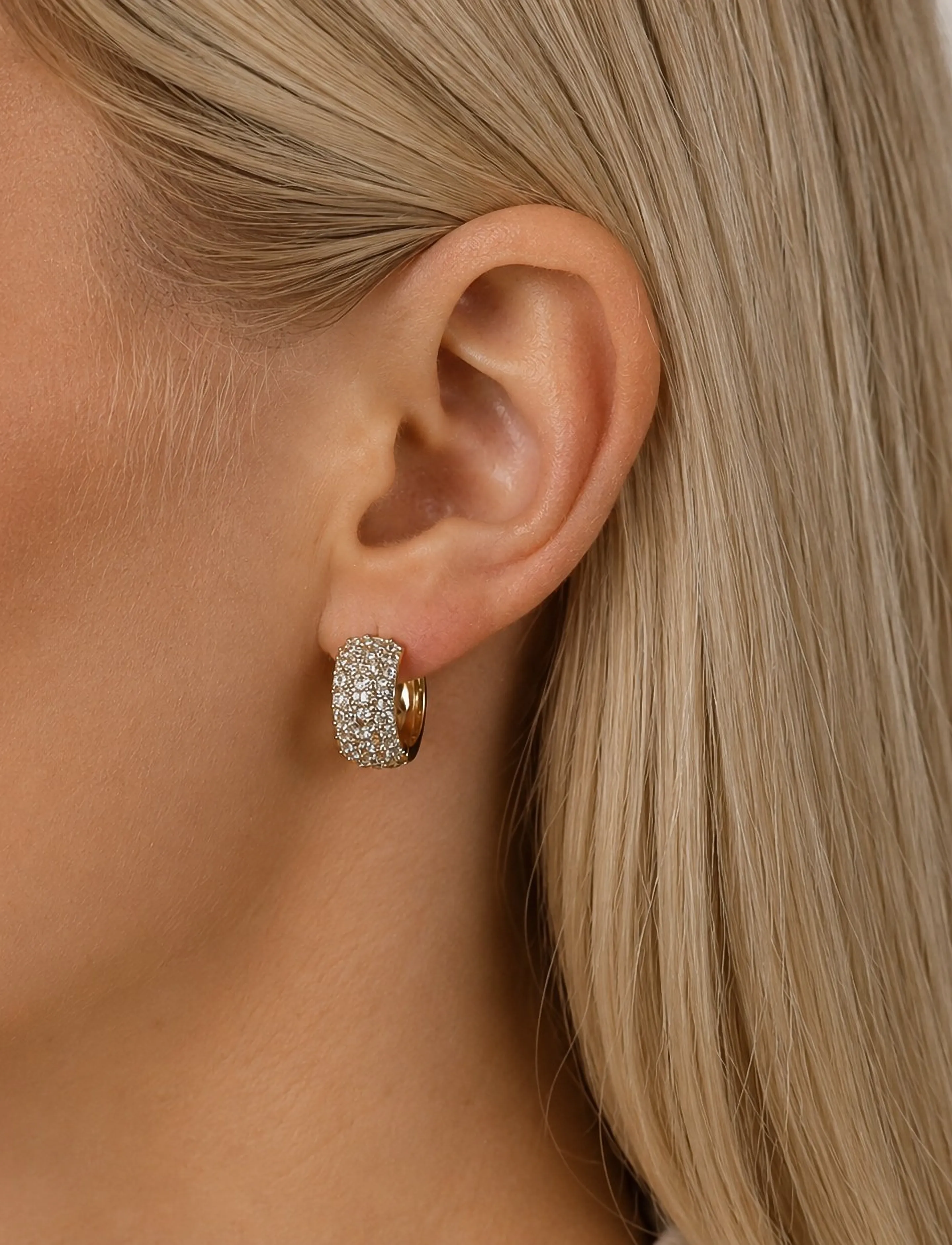 SNÖ of Sweden Copenhagen Wide Ring Ear G/Clear Onesize, One Size, Earrings, Gold - Hoops, Frauen