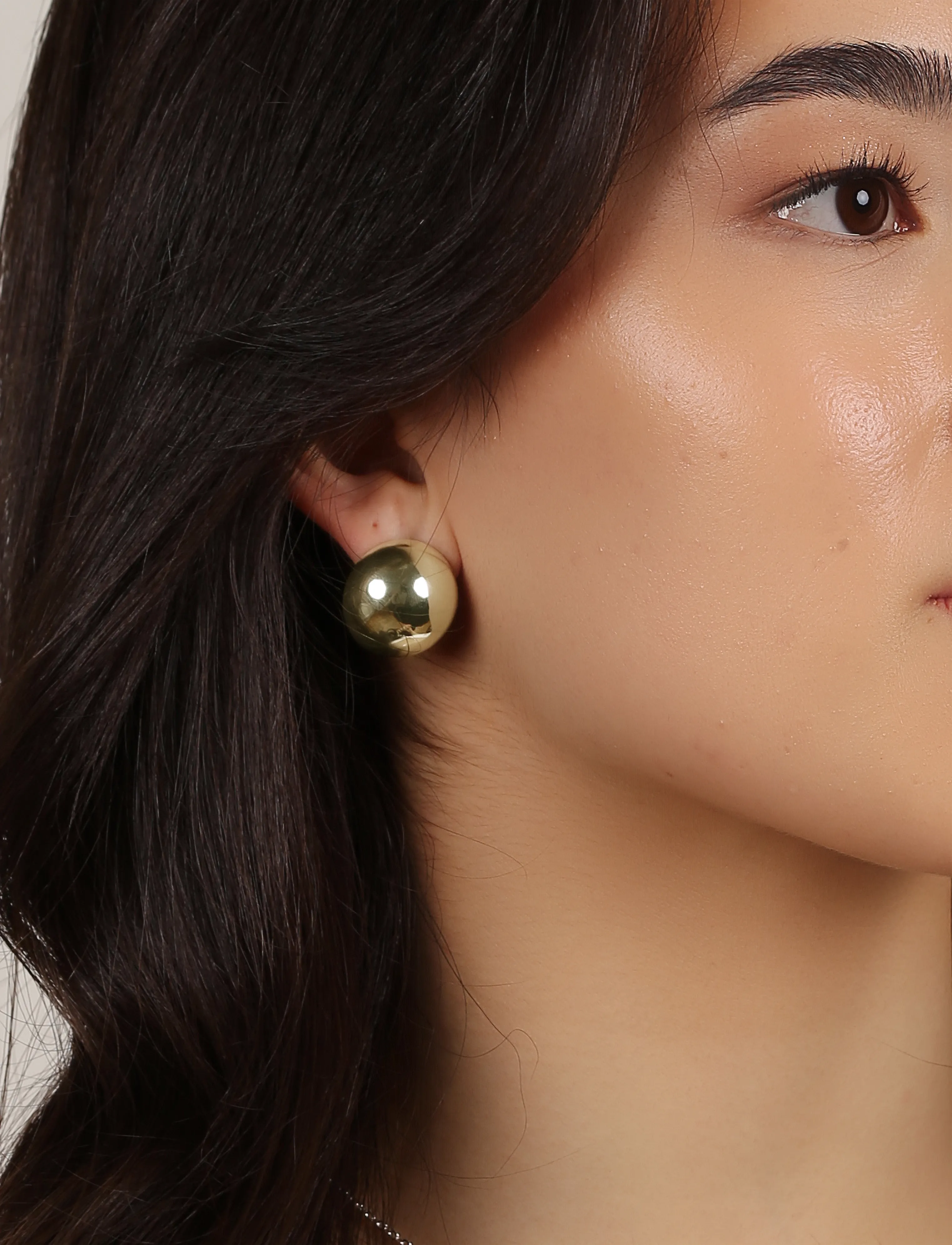 SNÖ of Sweden Billie Big Ear Plain G Onesize, One Size, Earrings, Gold - Studs, Frauen