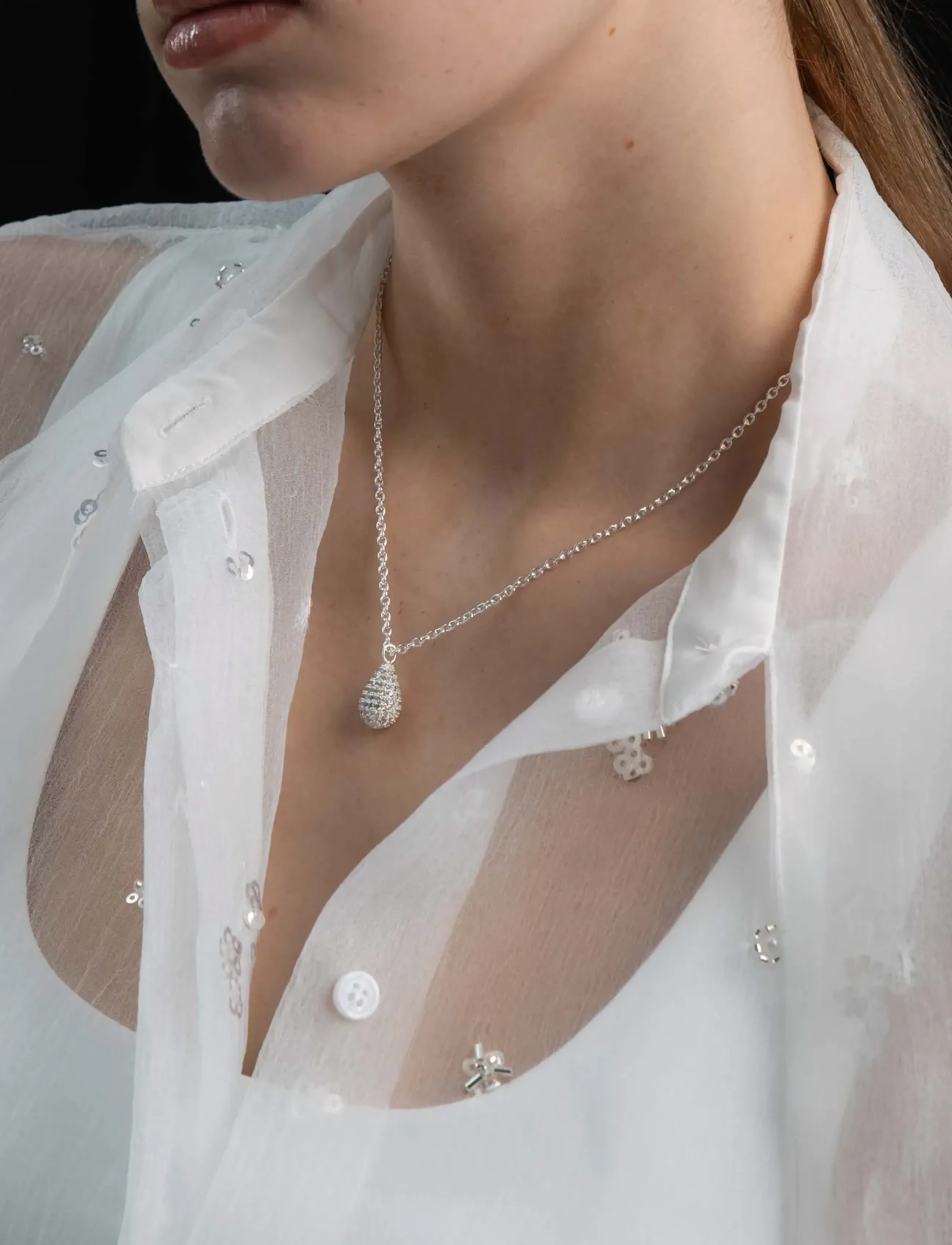 SNÖ of Sweden Naomi Drop Pendant Neck 45 S/Clear - 45 cm, One Size 45 cm, Silver, Halskæder > Kædehalskæder, Dame