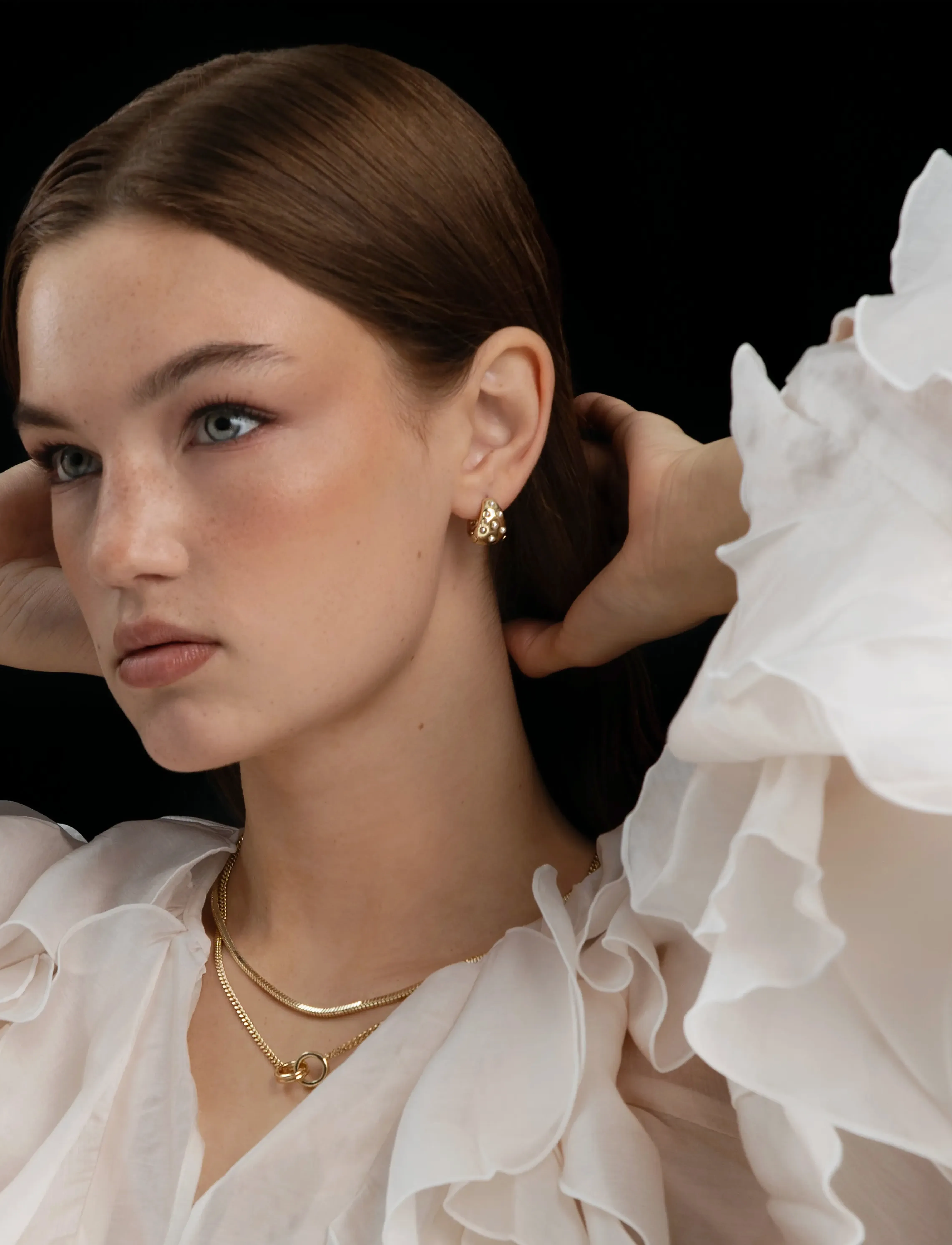 SNÖ of Sweden Soap Pearl Oval Ring Ear G/White Onesize, Kvinder, Ovale Perle Hoop Øreringe, Guld, Str: ONE SIZE