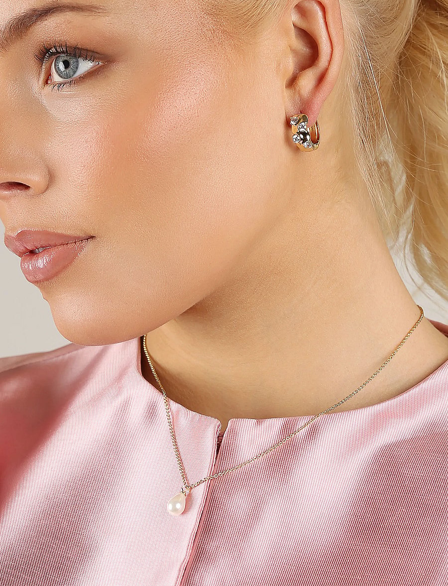 SNÖ of Sweden - Jen stone wide ring ear g/clear - Onesize - creoler & hoops - g/clear - 0