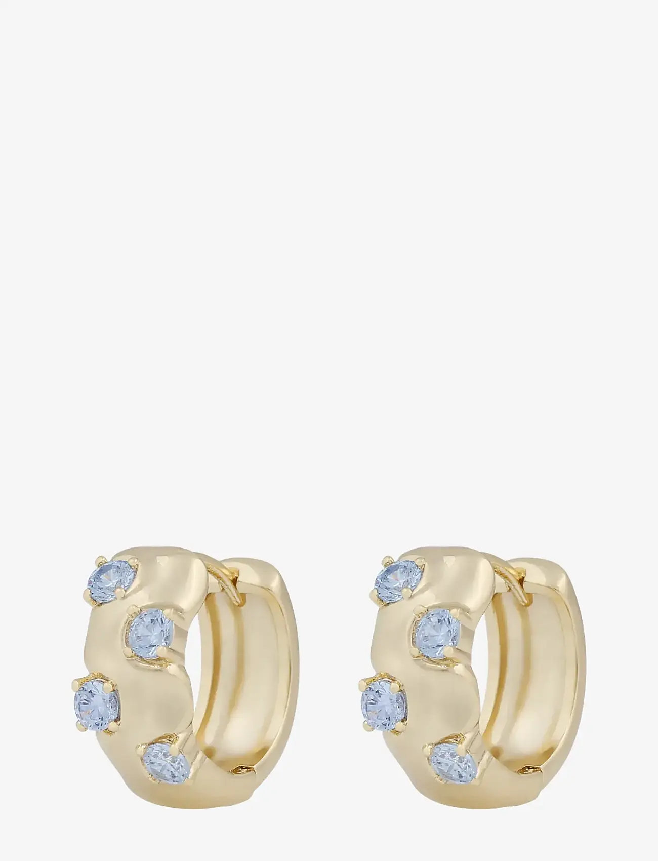 SNÖ of Sweden - Jen stone wide ring ear g/light blue - Onesize - creoler & hoops - g/light blue - 1