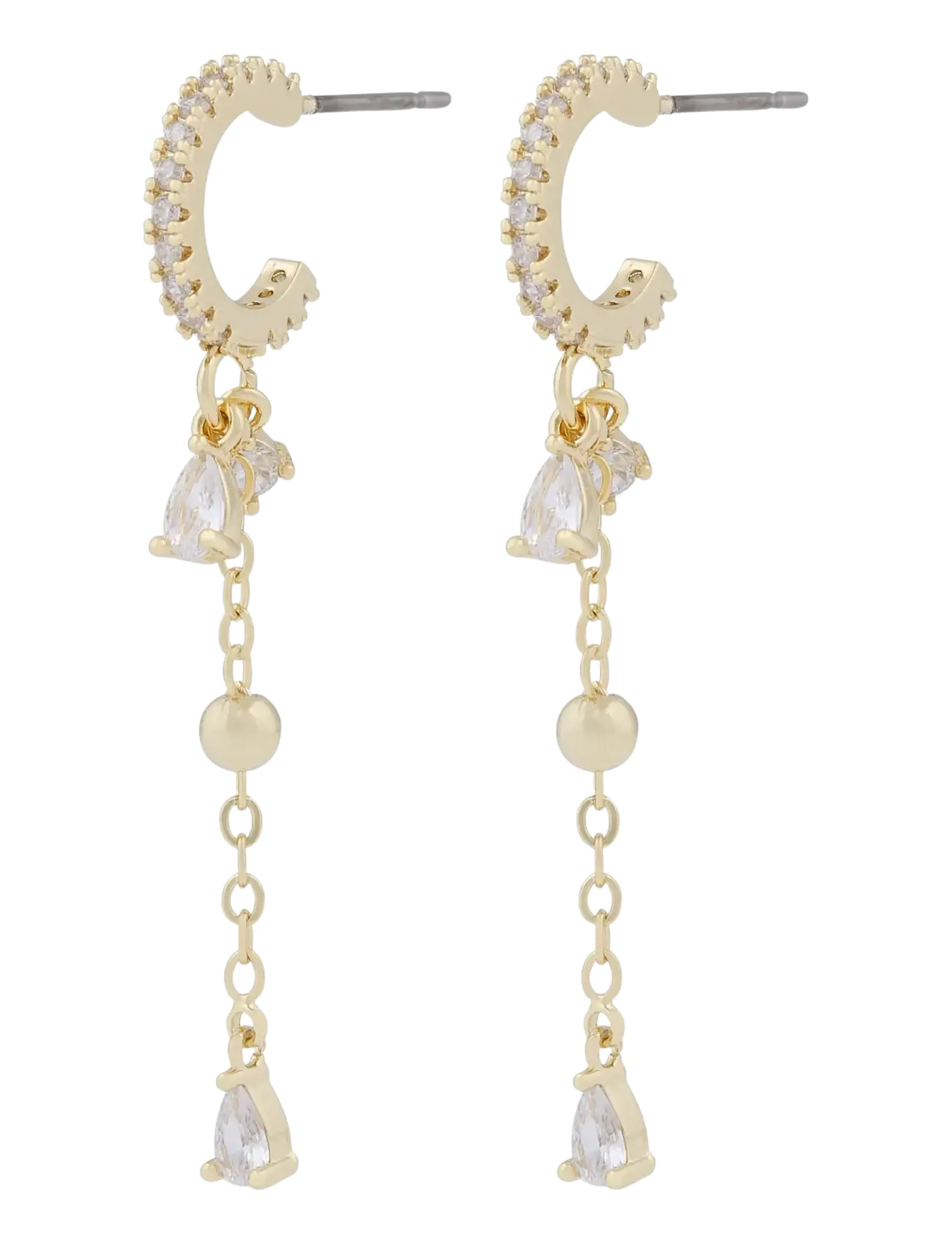 SNÖ of Sweden Seine oval pendant ear g/clear - Onesize - Hängande örhängen - G/CLEAR / gold