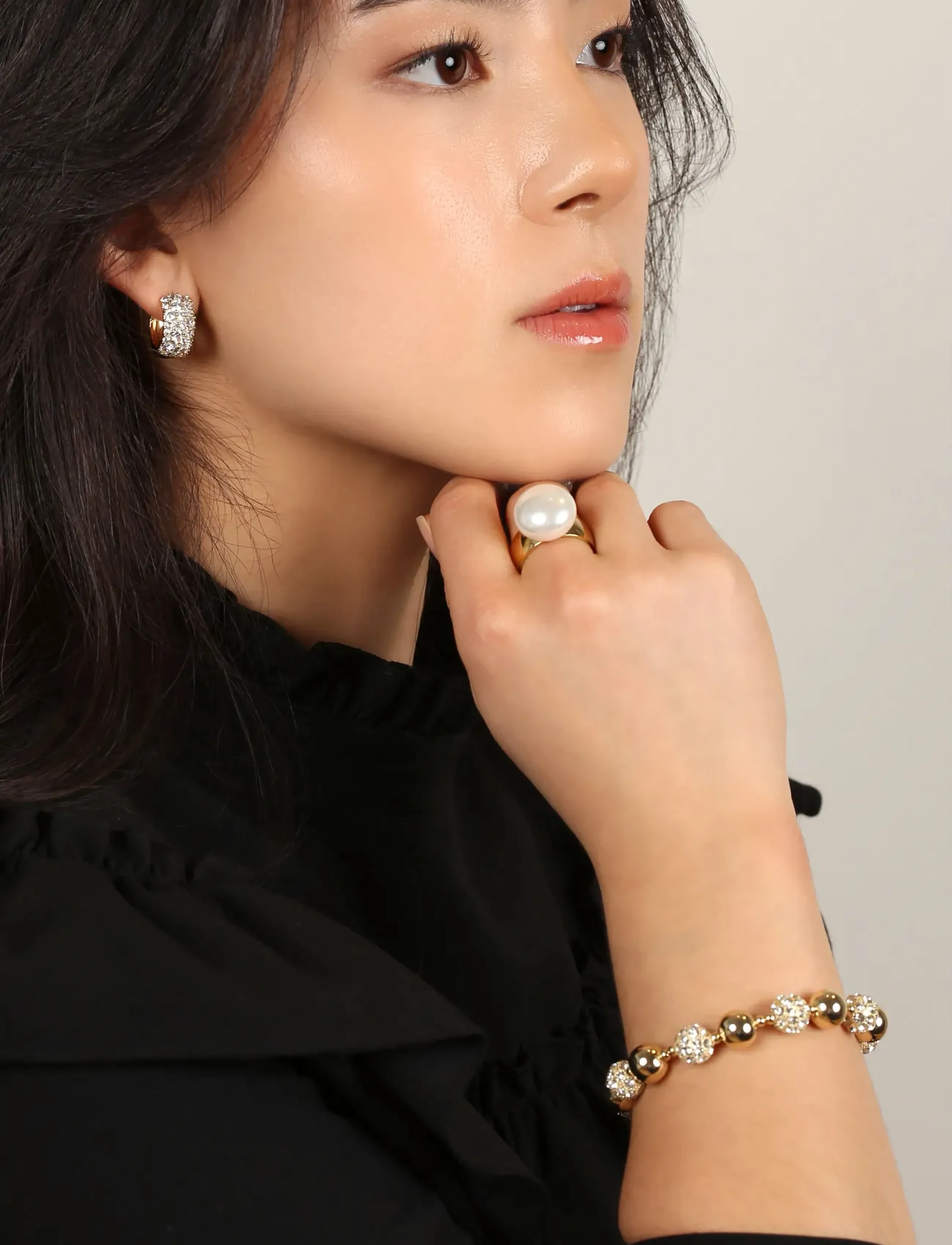 SNÖ of Sweden Rio Big Pearl Ring G/White - M, M, Gold, Smykker > Ringe, Dame