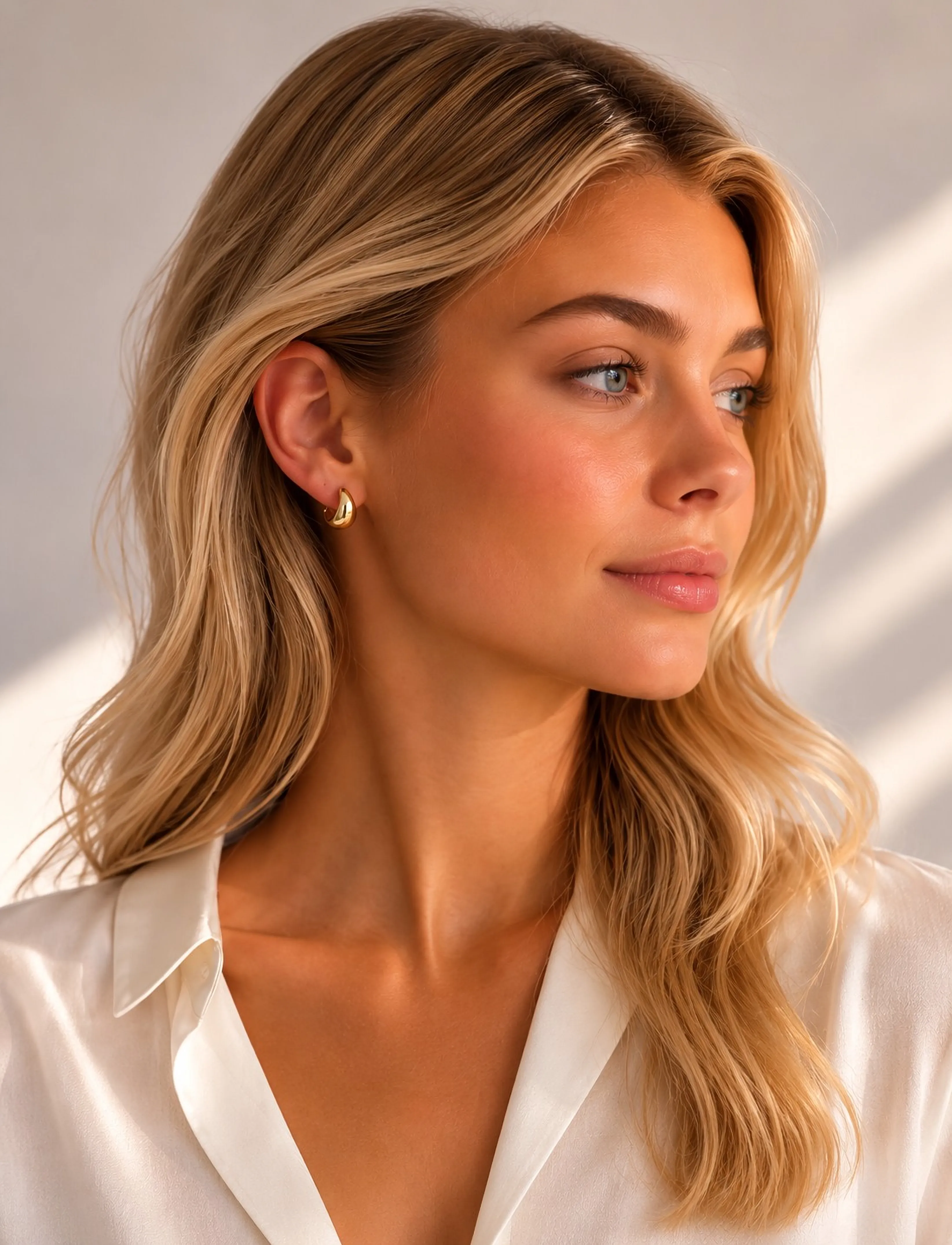 SNÖ of Sweden - Honey drop ring ear 12mm plain g - Onesize - plain g - 0