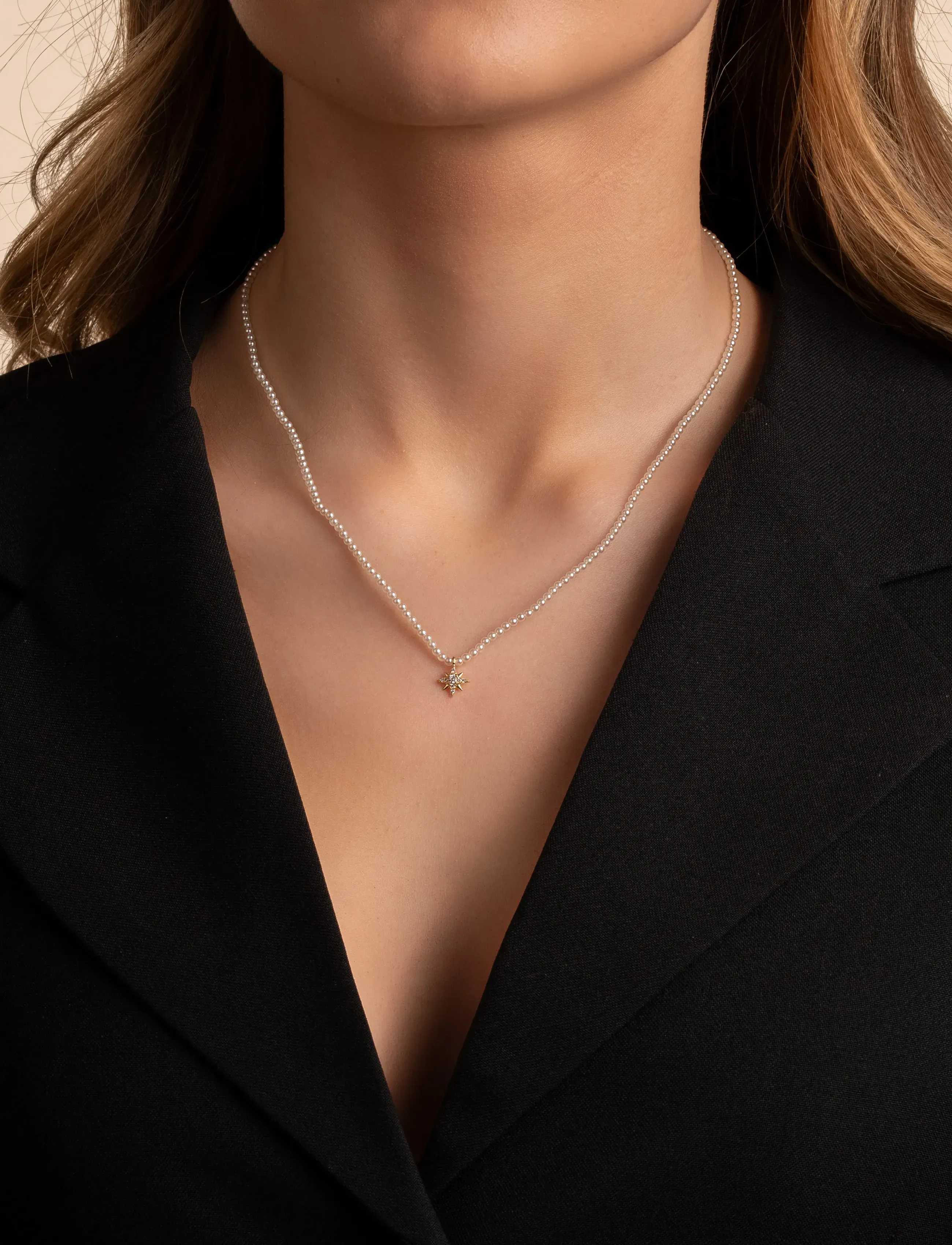SNÖ of Sweden Stellaris Pendant Pearl Neck 42, Kvinder, Stjernevedhæng Perlehalskæde, Hvid, Str: 42 CM