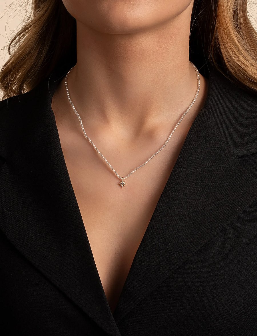 SNÖ of Sweden - Stellaris pendant pearl neck 42 - pärlitega kaelakeed - g/white - 0