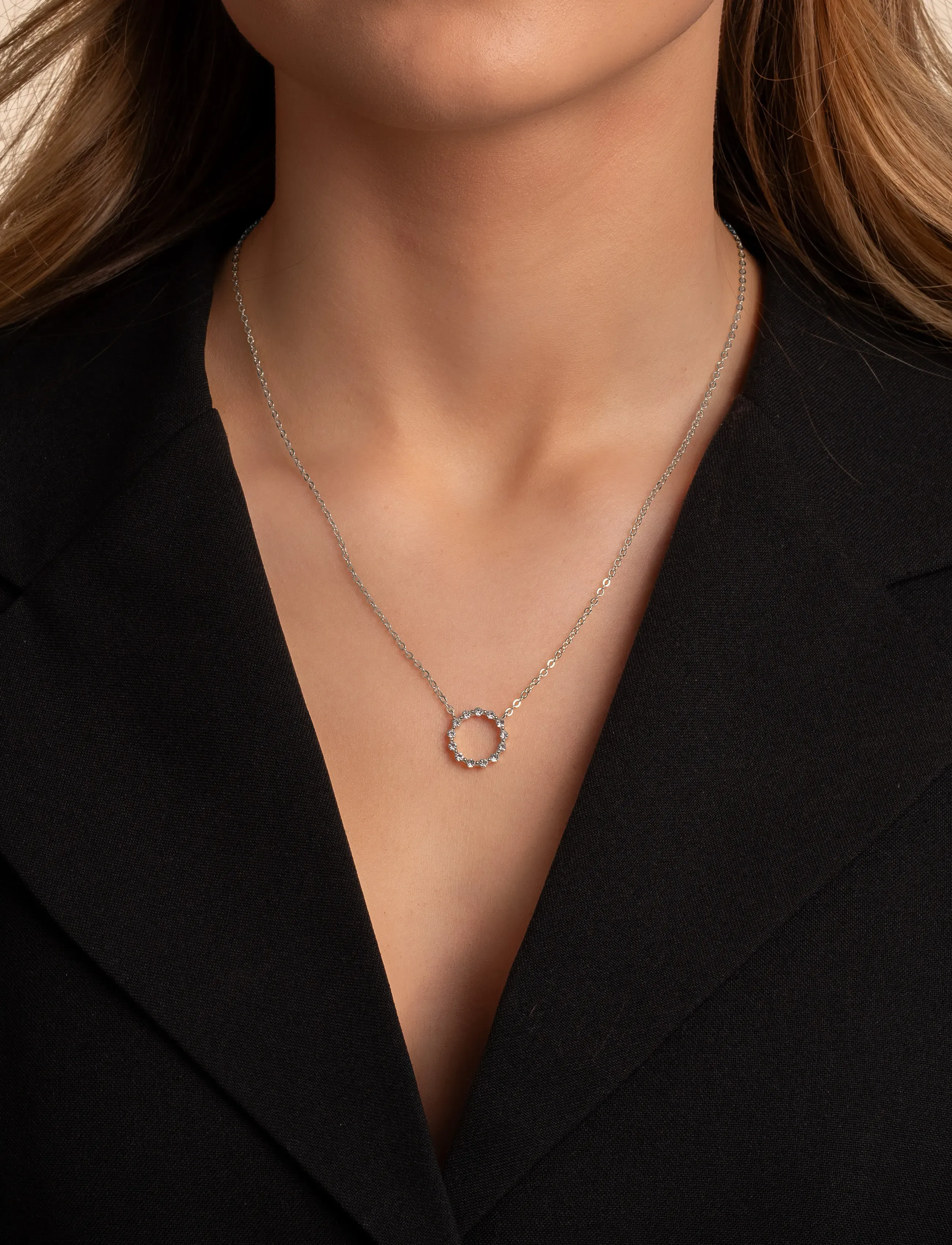 SNÖ of Sweden Sprinkles Circle Pendant Neck 45 S/Clear - 45 cm, One Size 45 cm, Silver, Halskæder > Smukke Halskæder, Dame