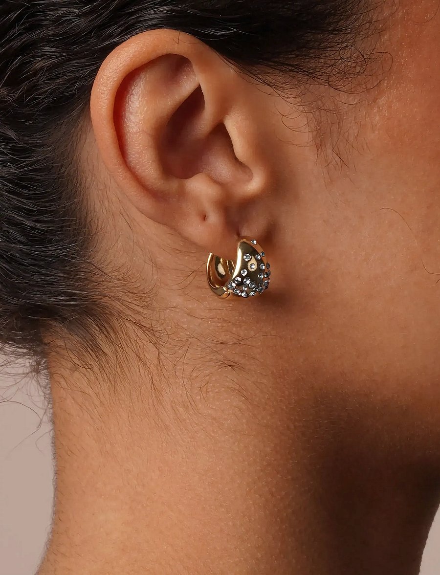 SNÖ of Sweden - Sprinkles Core small oval ring ear - kreolen - g/clear - 0