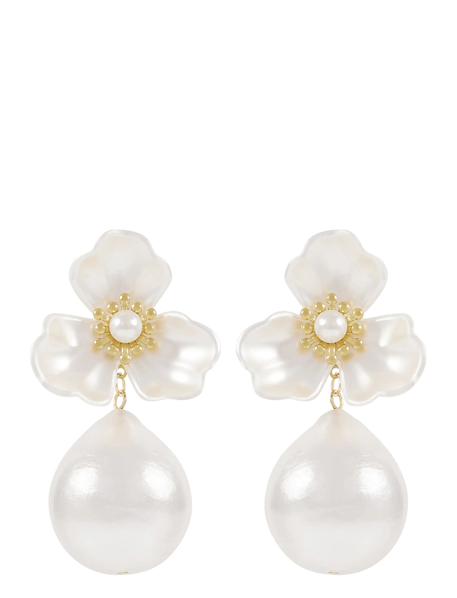SNÖ of Sweden - SNÖ ICON flower ear g/white - Onesize - boucles d'oreilles en perles - g/white - 1