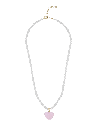 SNÖ of Sweden Sugar hearts pendant pearl neck 45 g/light pink - 45 cm - Pärlhalsband - G/LIGHT PINK / pink/rose