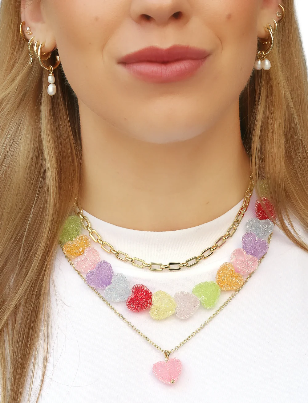 SNÖ of Sweden - Sugar hearts neck 42 g/mix - Onesize - statement halskæder - g/mix - 0