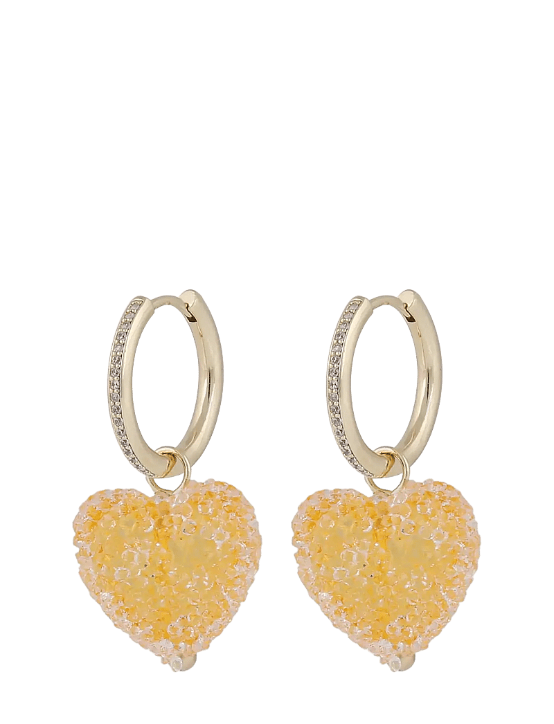 SNÖ of Sweden - Sugar hearts pendant ear g/yellow - Onesize - hoops kõrvarõngad - g/yellow - 1
