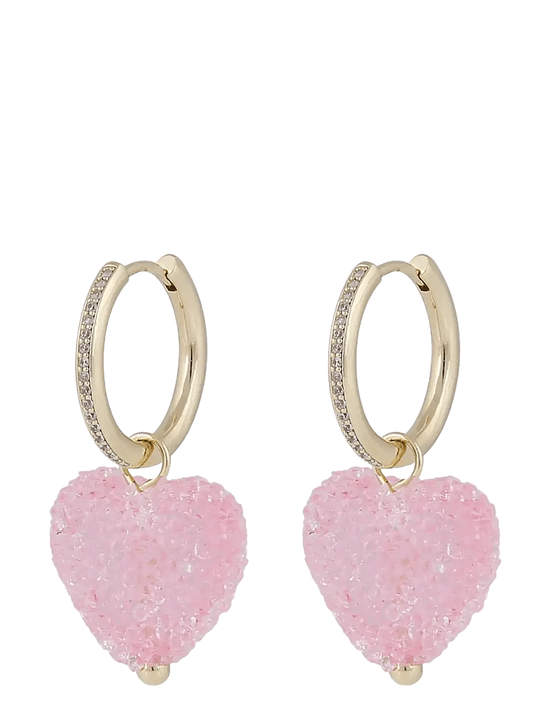 SNÖ of Sweden - Sugar hearts pendant ear g/pink - Onesize - Øreringe med vedhæng - g/pink - 1