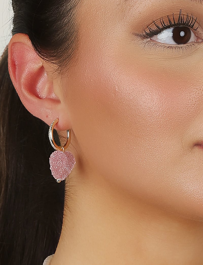 SNÖ of Sweden - Sugar hearts pendant ear g/pink - Onesize - Øreringe med vedhæng - g/pink - 0