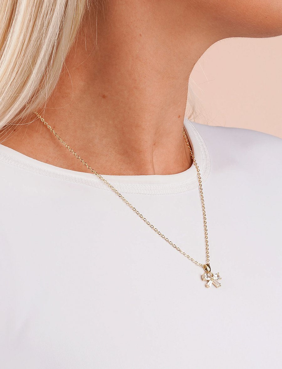 SNÖ of Sweden - Eira bow pendant neck 45 g/clear - 45 cm - kaelaketid - g/clear - 0