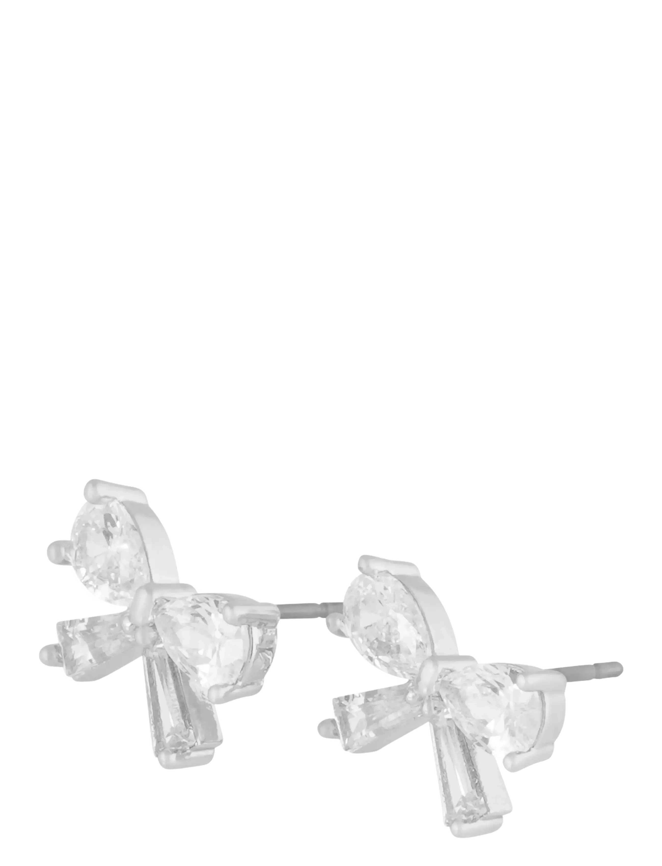 SNÖ of Sweden Eira Bow Ear S/Clear - Onesize, One Size, Silver, Øreringe > Ørestikker, Dame
