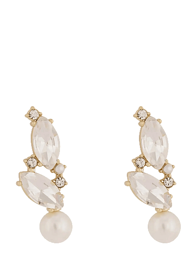 Noctelle Navette Pearl Pendant Ear G/White - Onesize - VedhæNg øReringe