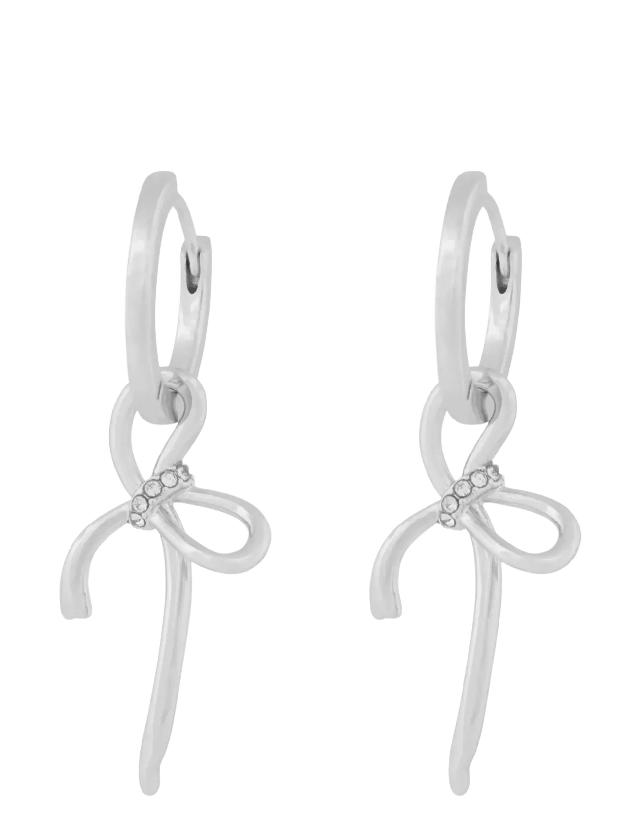 SNÖ of Sweden Ribbon small pendant ear s/clear - Onesize - Øreringe - S/CLEAR / silver