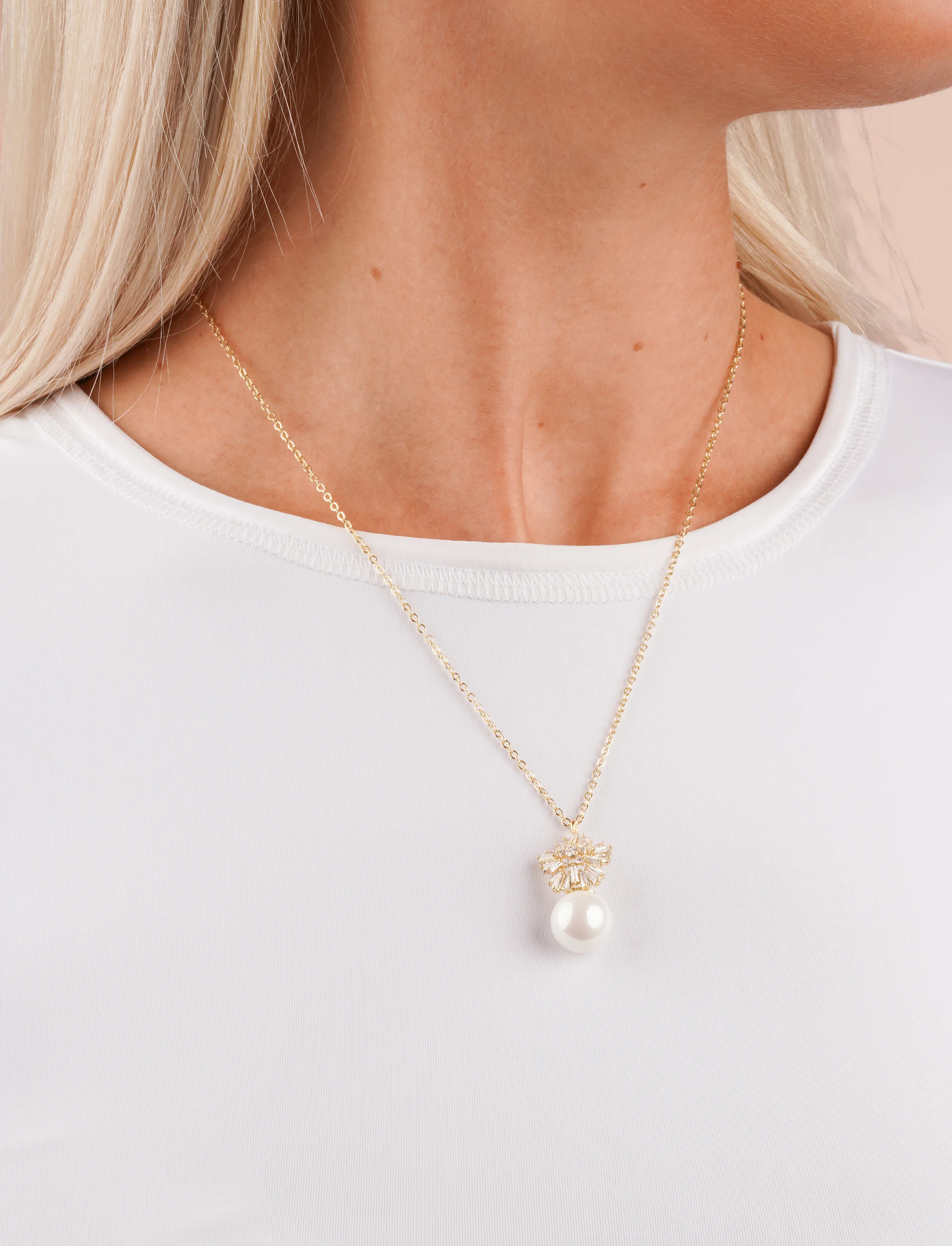 SNÖ of Sweden Snö Icon Small Pendant Crystal Neck 45 G/Clear 45 Cm, Kvinder, Krystal Perle Vedhæng Halskæde, Guld, Str: 45