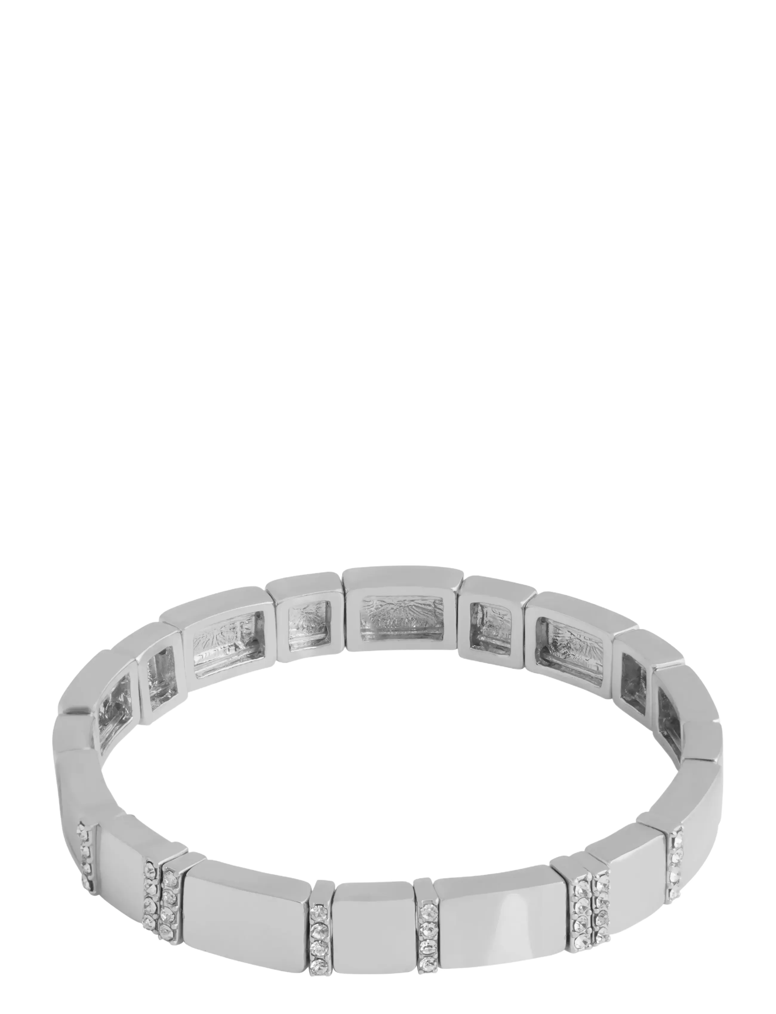 SNÖ of Sweden Brick small elastic crystal brace s/clear - Onesize - Armreife - S/CLEAR / silver
