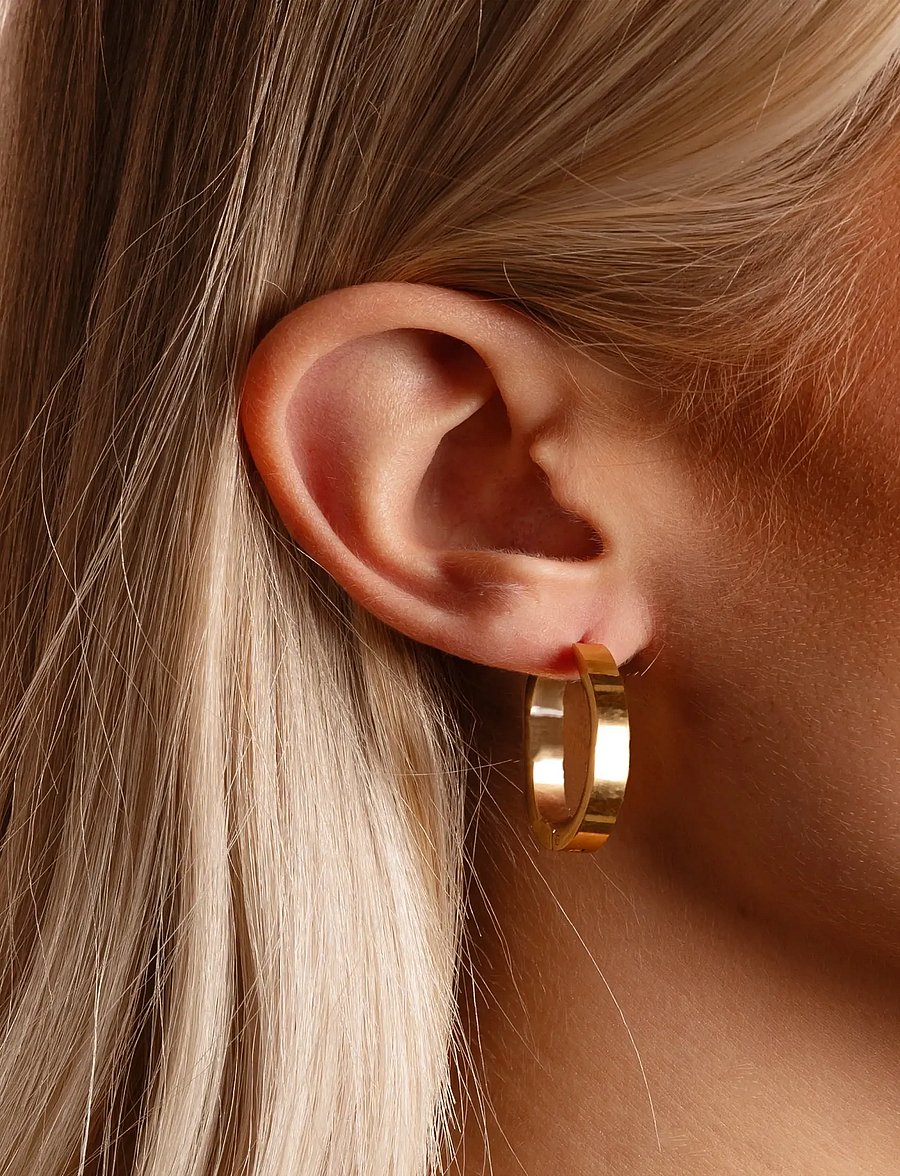 SNÖ of Sweden - Liddy big ring ear plain g-Onesize - kreolen - plain g - 0
