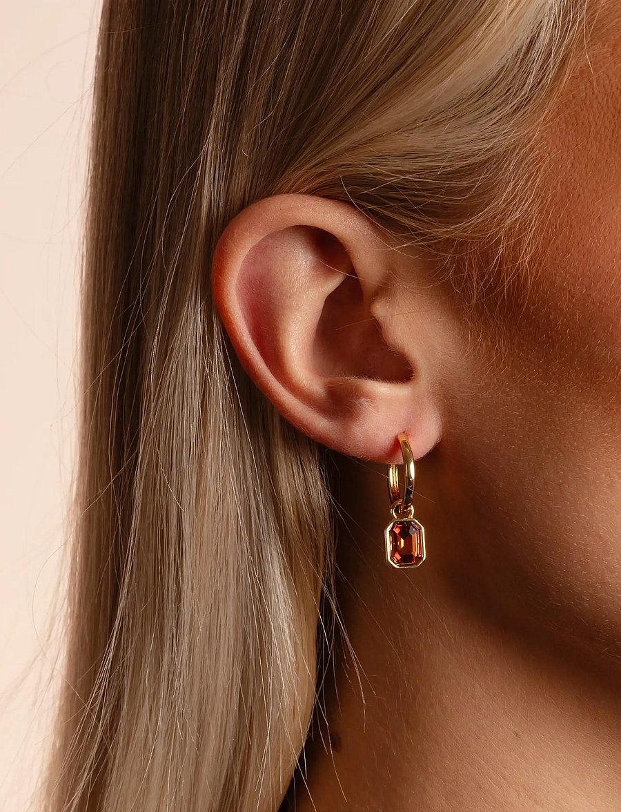 SNÖ of Sweden - Cathrine pendant ring ear g/brown-Onesize - kreolen - g/brown - 0