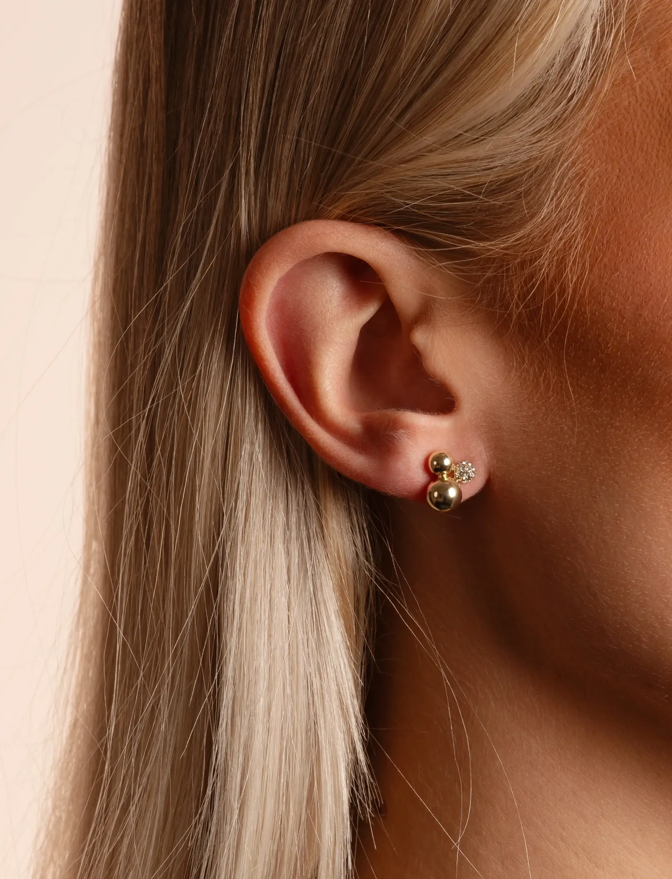 SNÖ of Sweden Bennet Small Tripple Ear G/Clear-Onesize, One Size, Earrings, Gold - Studs, Frauen
