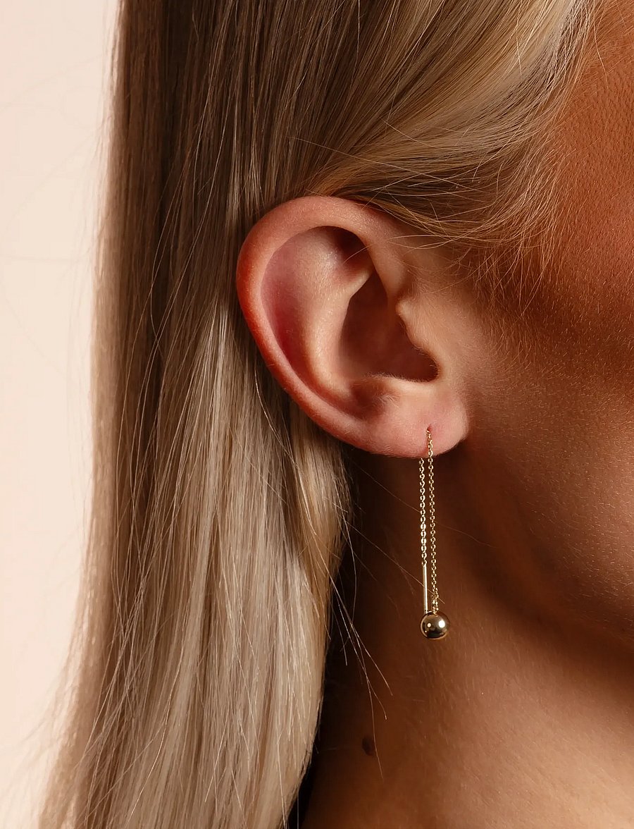 SNÖ of Sweden - Bennet chain ear plain g-Onesize - hängande örhängen - plain g - 0