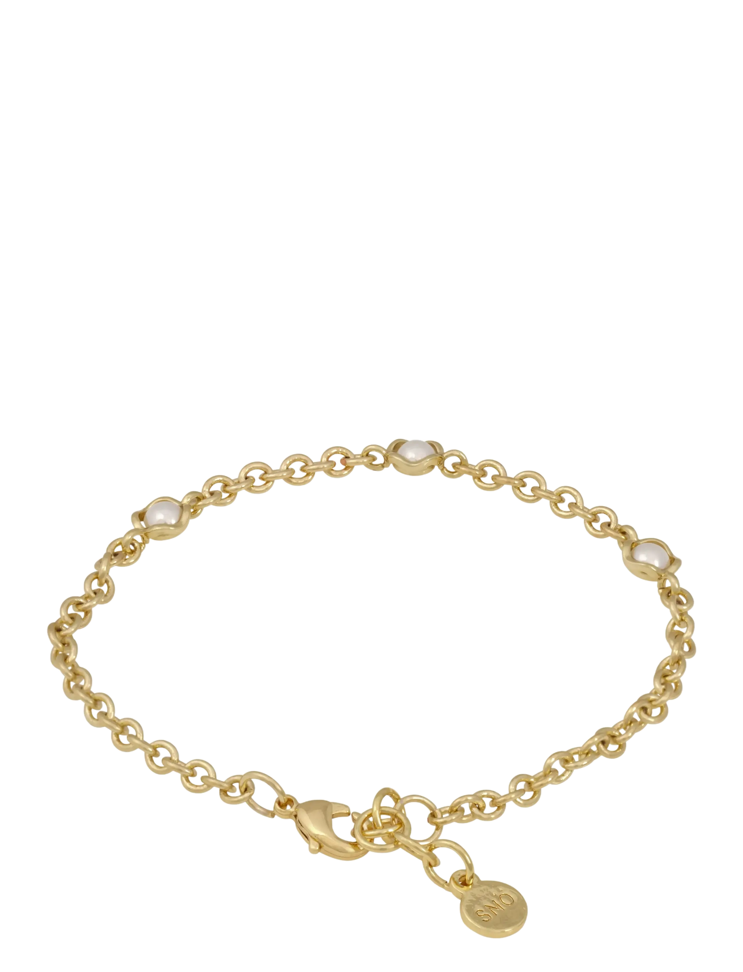 SNÖ of Sweden Kitty chain brace g/white-Onesize - Bracelets - G/WHITE / gold