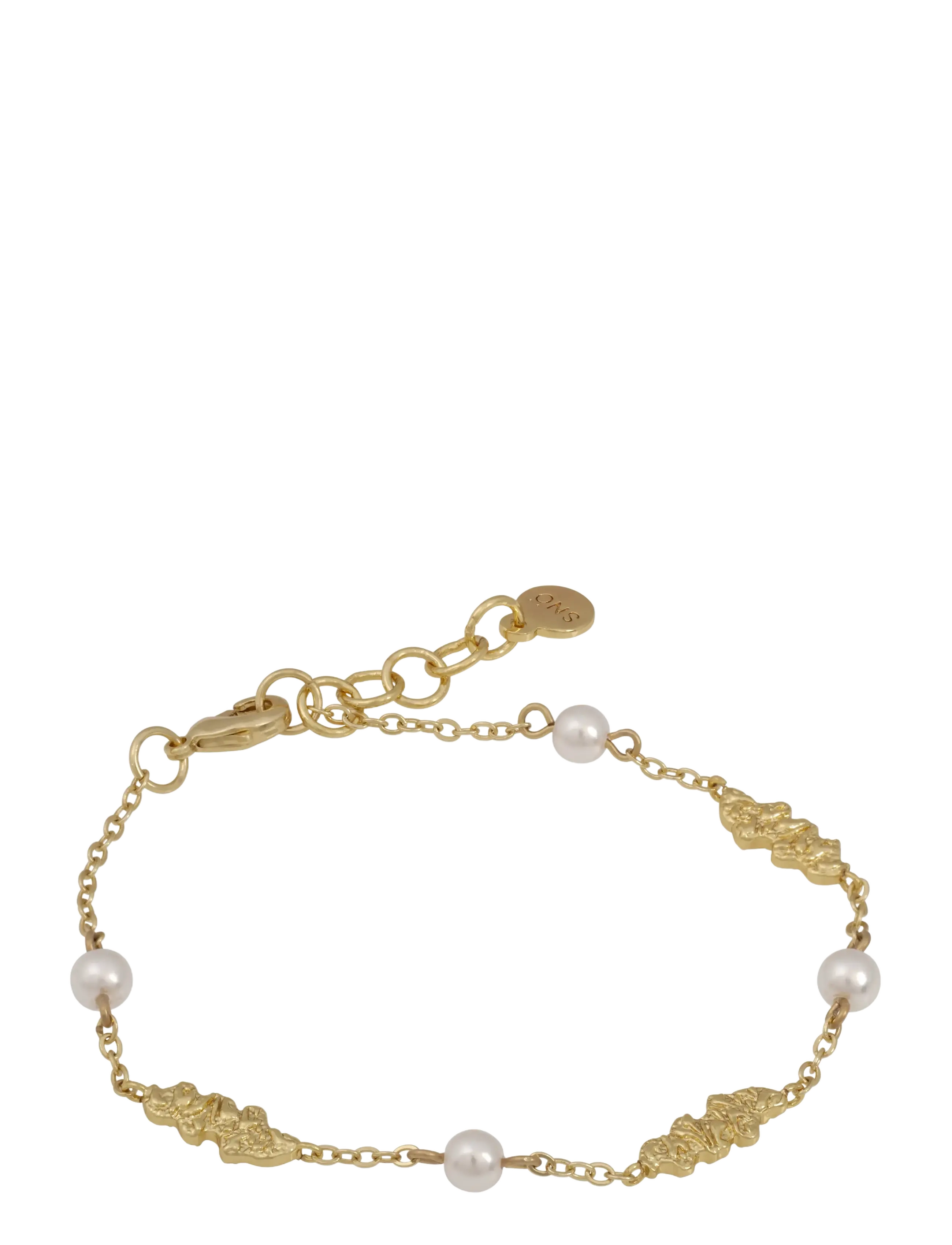 SNÖ of Sweden Cat pendant stone brace g/white-Onesize - Bracelets - G/WHITE / gold