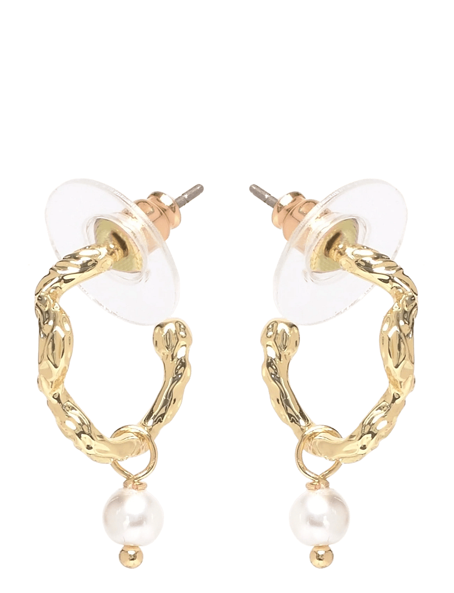 SNÖ of Sweden - Cat pendant oval ear g/white-Onesize - pärlörhängen - g/white - 1