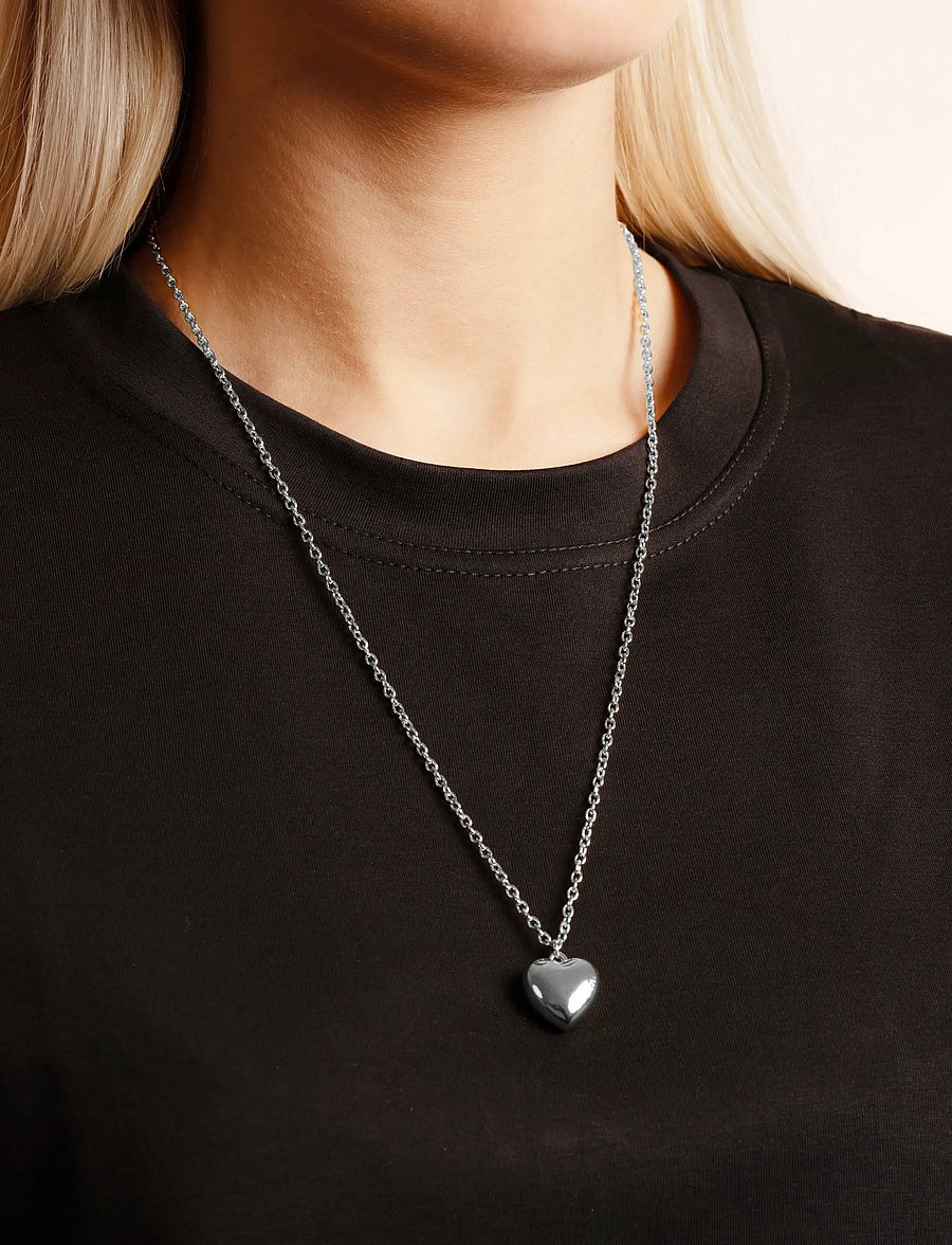 SNÖ of Sweden - Cute big heart neck 50 plain s-50 cm - chain necklaces - plain s - 0