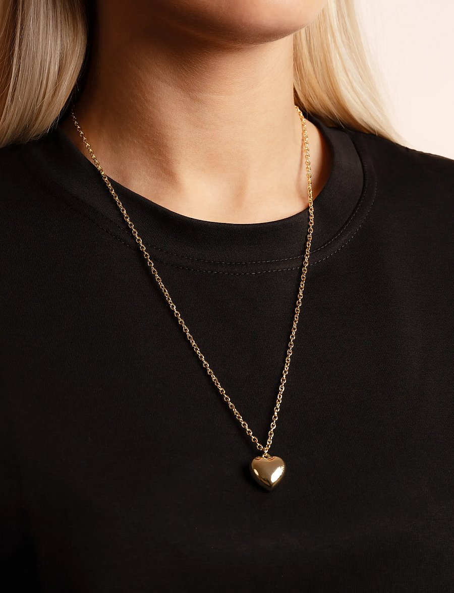 SNÖ of Sweden - Cute big heart neck 50 plain g-50 cm - pendant necklaces - plain g - 0