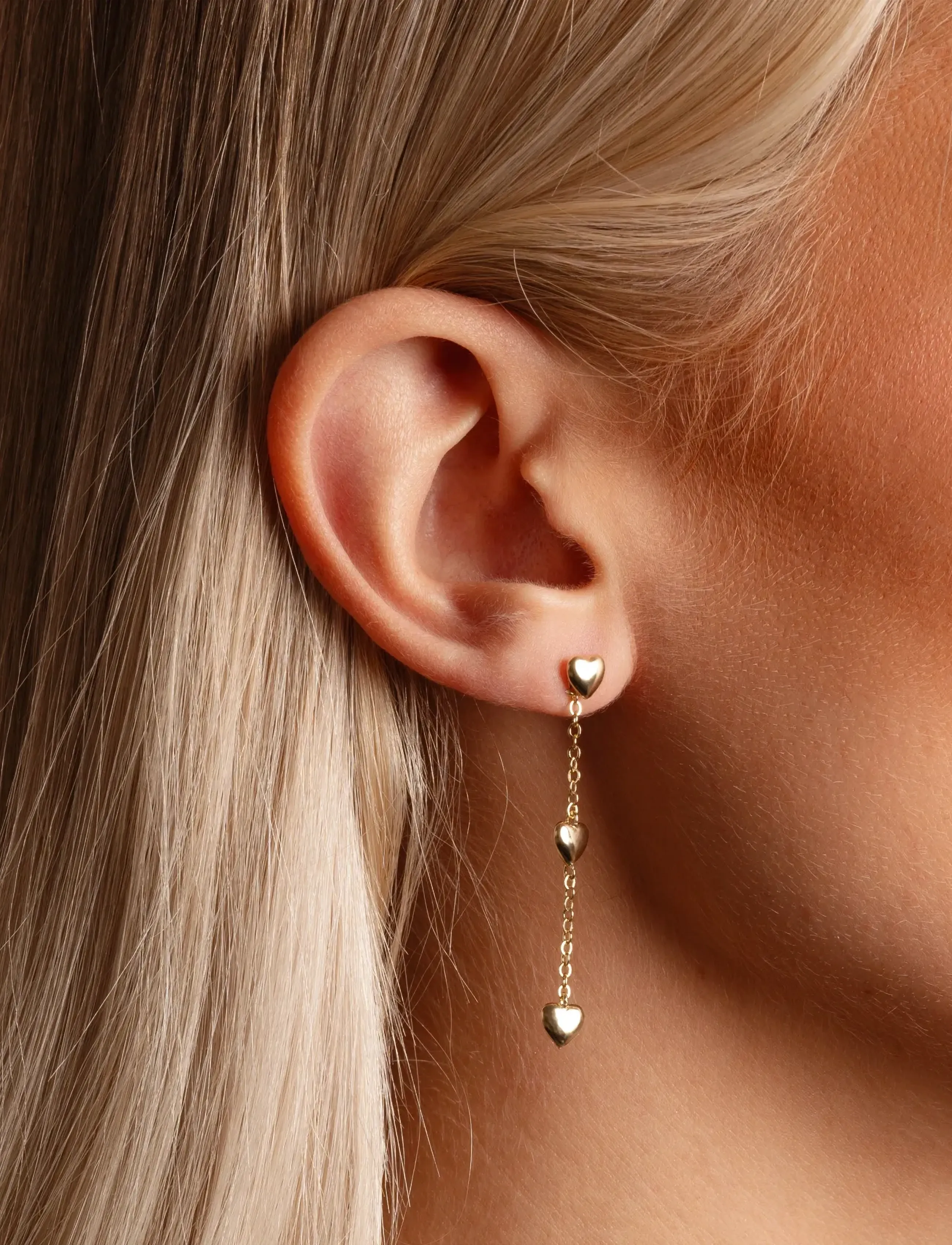 SNÖ of Sweden Cute Long Ear Plain G-Onesize, Kvinder, Hjerte Dingle Øreringe, Guld, Str: ONE SIZE