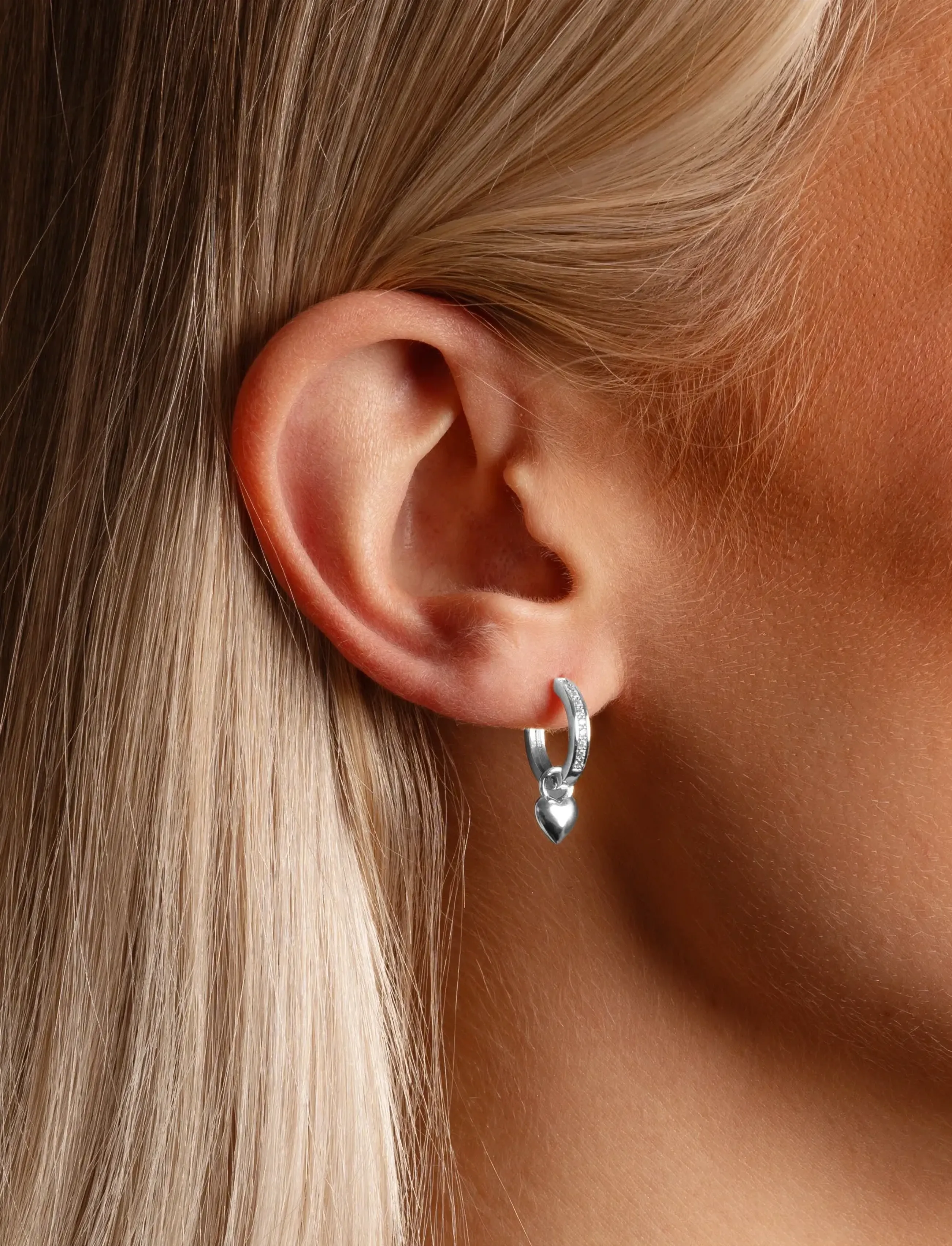 SNÖ of Sweden Cute Crystal Pendant Ear S/Clear-Onesize, Kvinder, Krystal Vedhæng Creoler, Sølv, Str: ONE SIZE
