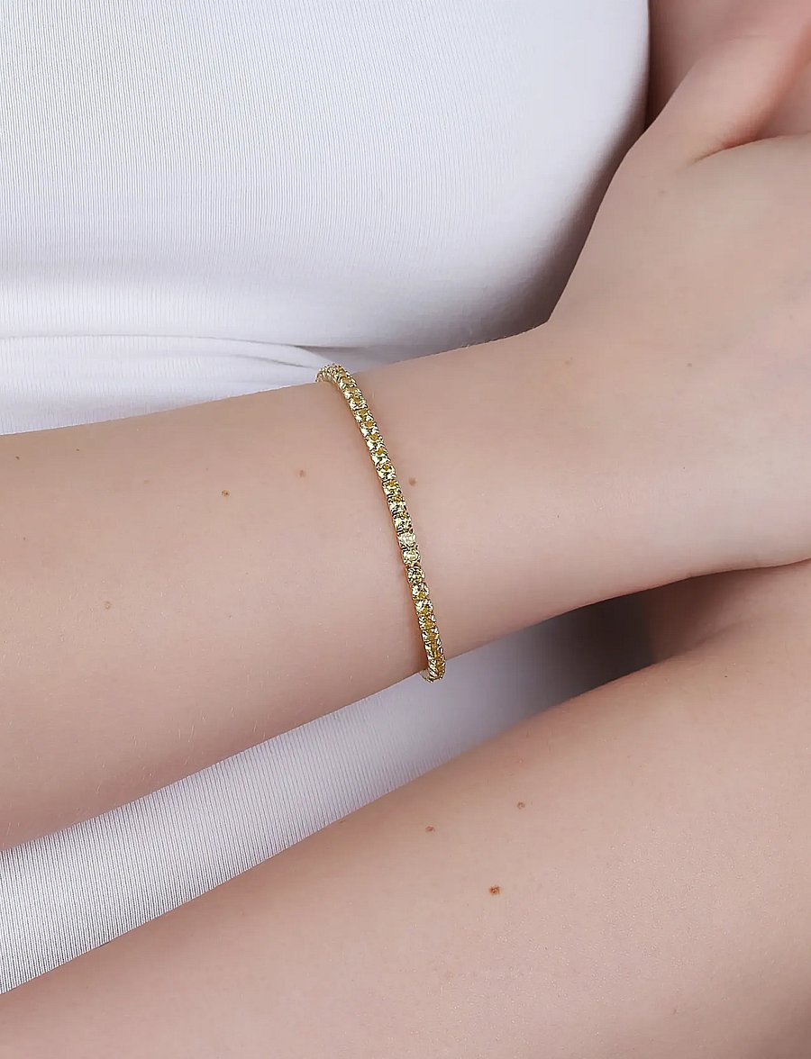 SNÖ of Sweden - Callie elastic crystal brace g/yellow-S/M - chain bracelets - g/yellow - 0