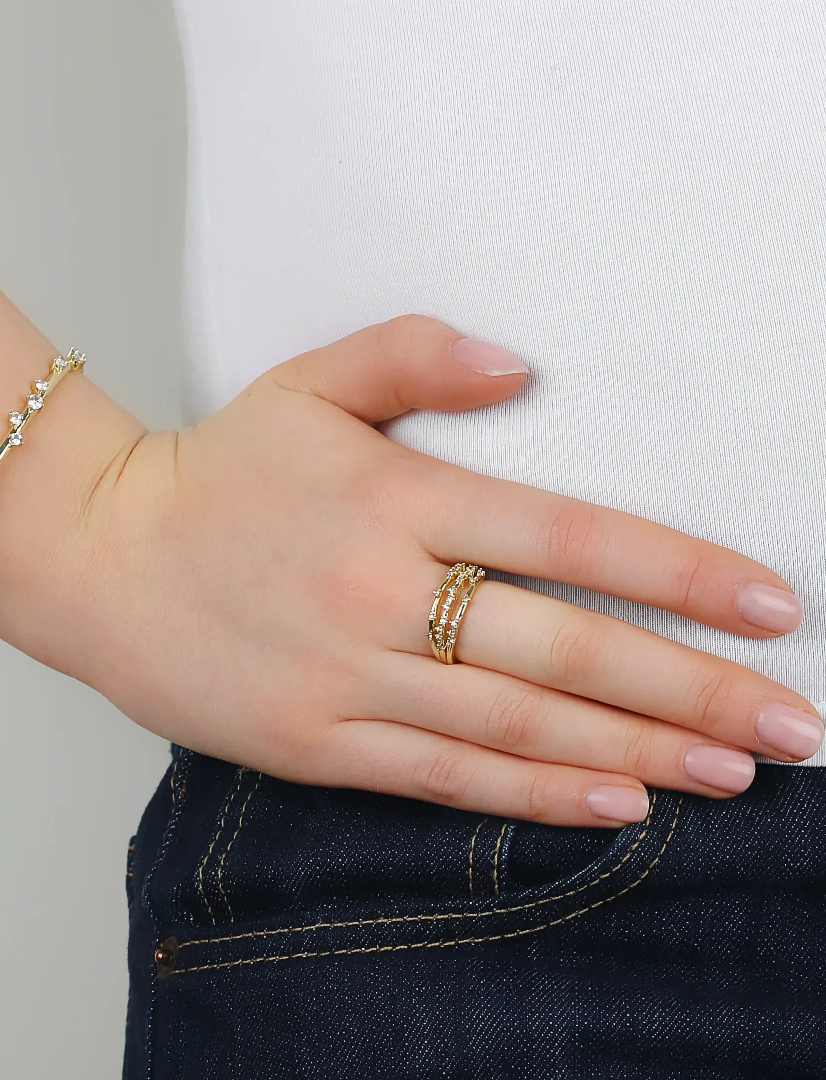 SNÖ of Sweden Lorrie Big Crystal Ring G/Clear-S, One Size, Gold, Smykker > Ringe, Dame
