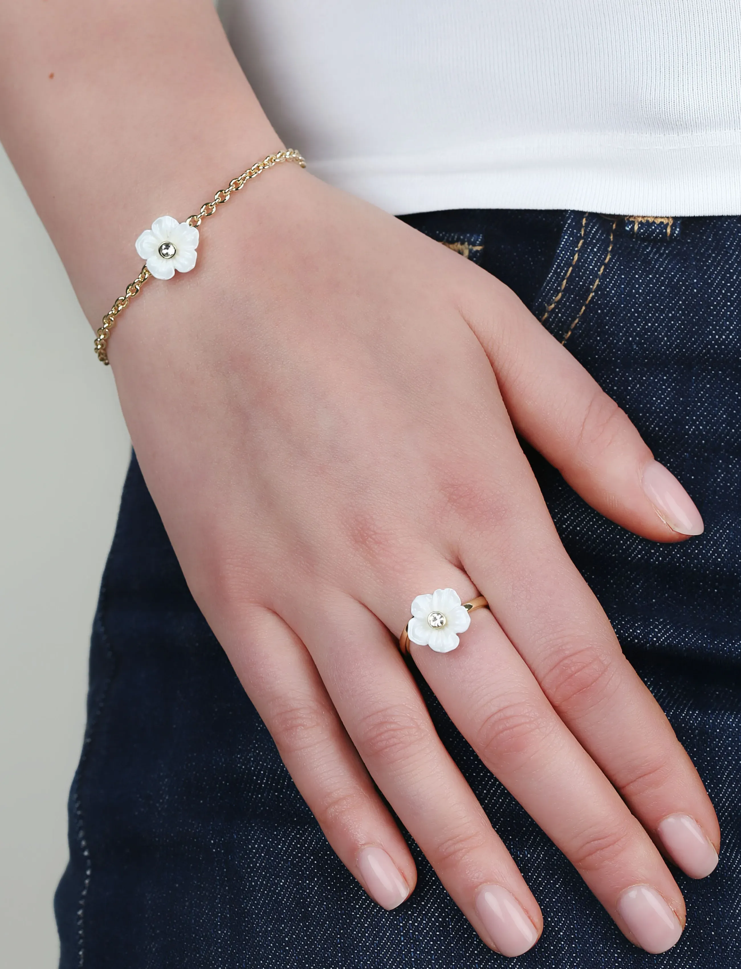 SNÖ of Sweden Florette Brace G/White-Onesize, One Size, Bracelets, Gold - Chain Frauen